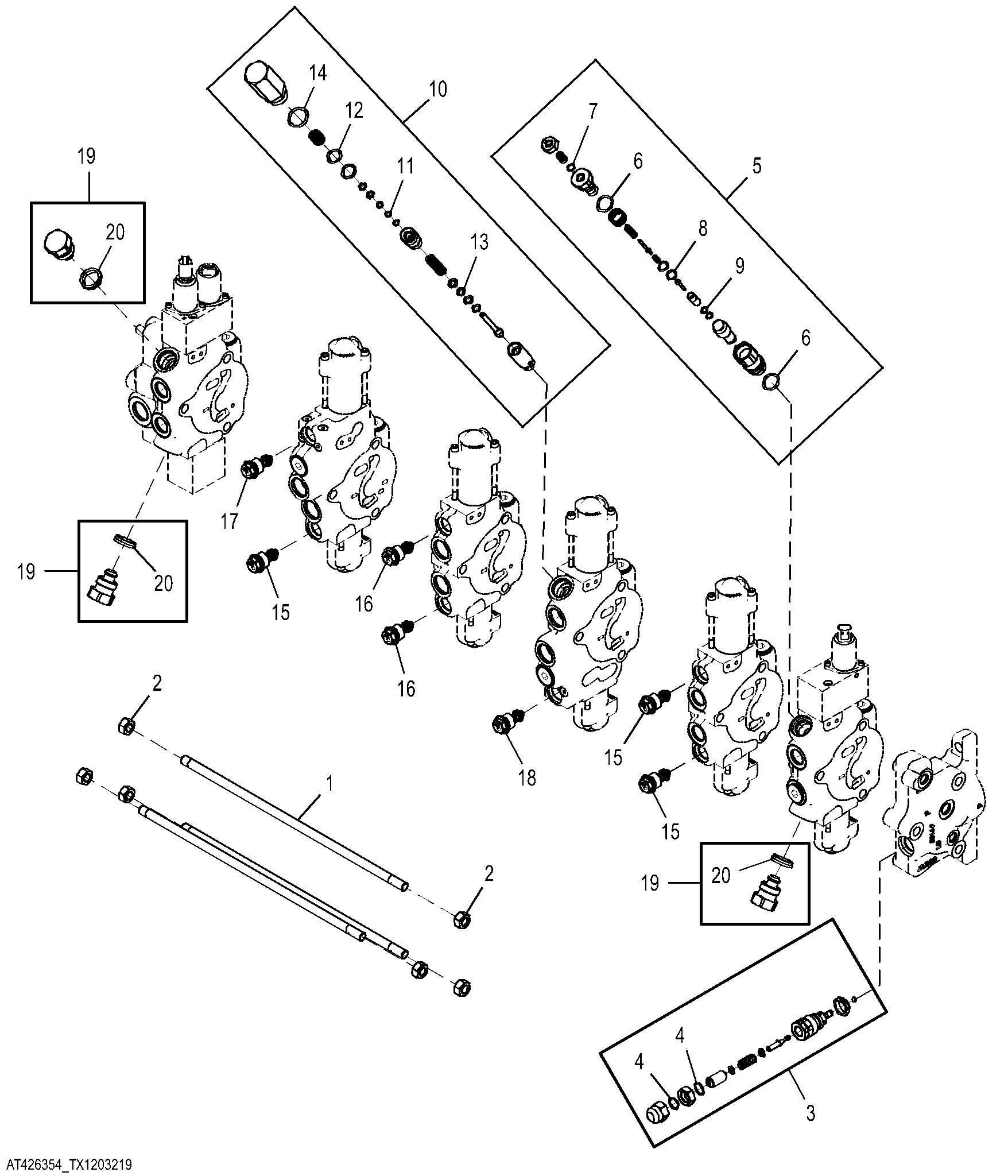Backhoe Relief Valves, Six Function Pilot Control