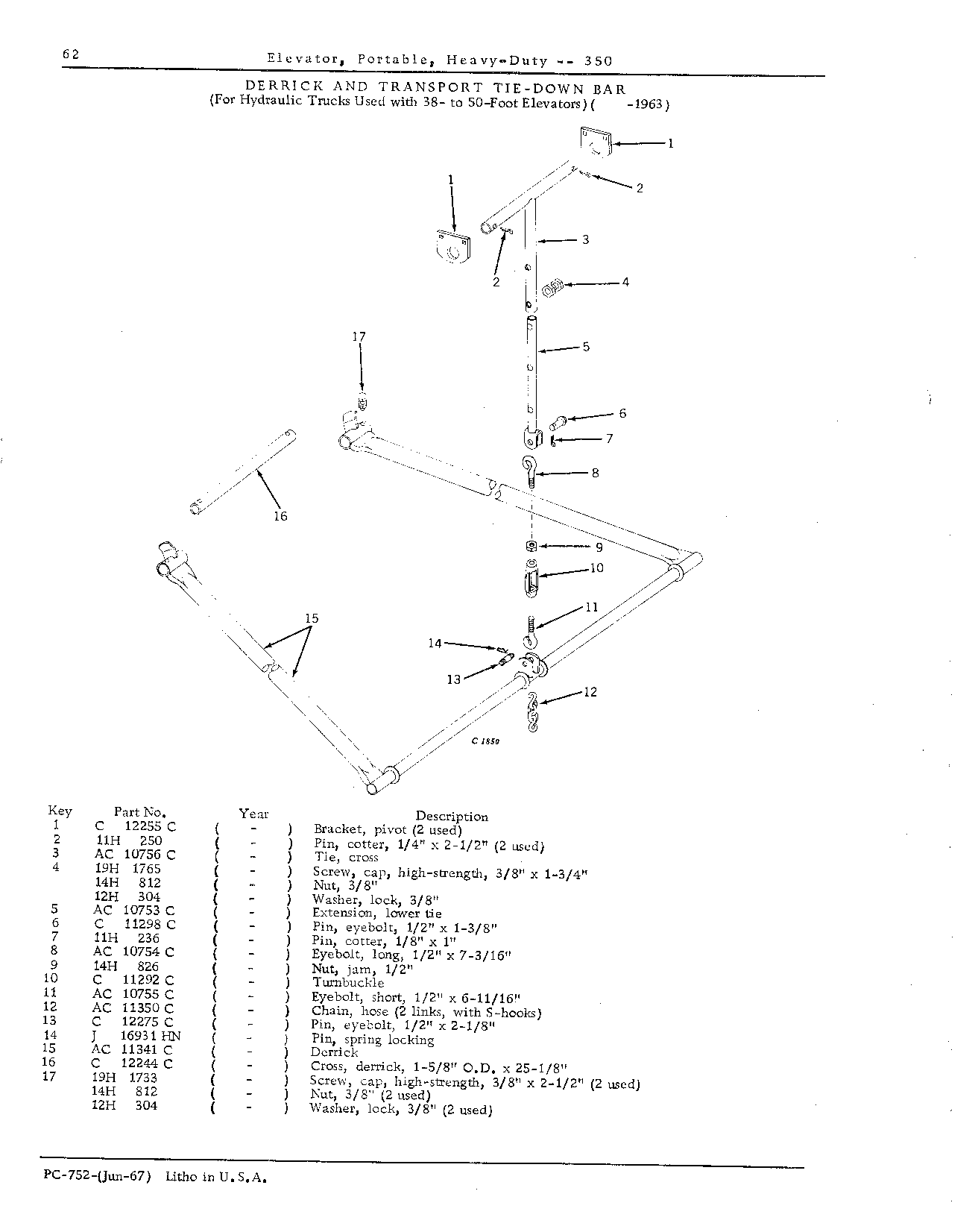 DERRICKS: For Hydraulic Trucks used with 38- to 50-foot Elevators ( -1963)