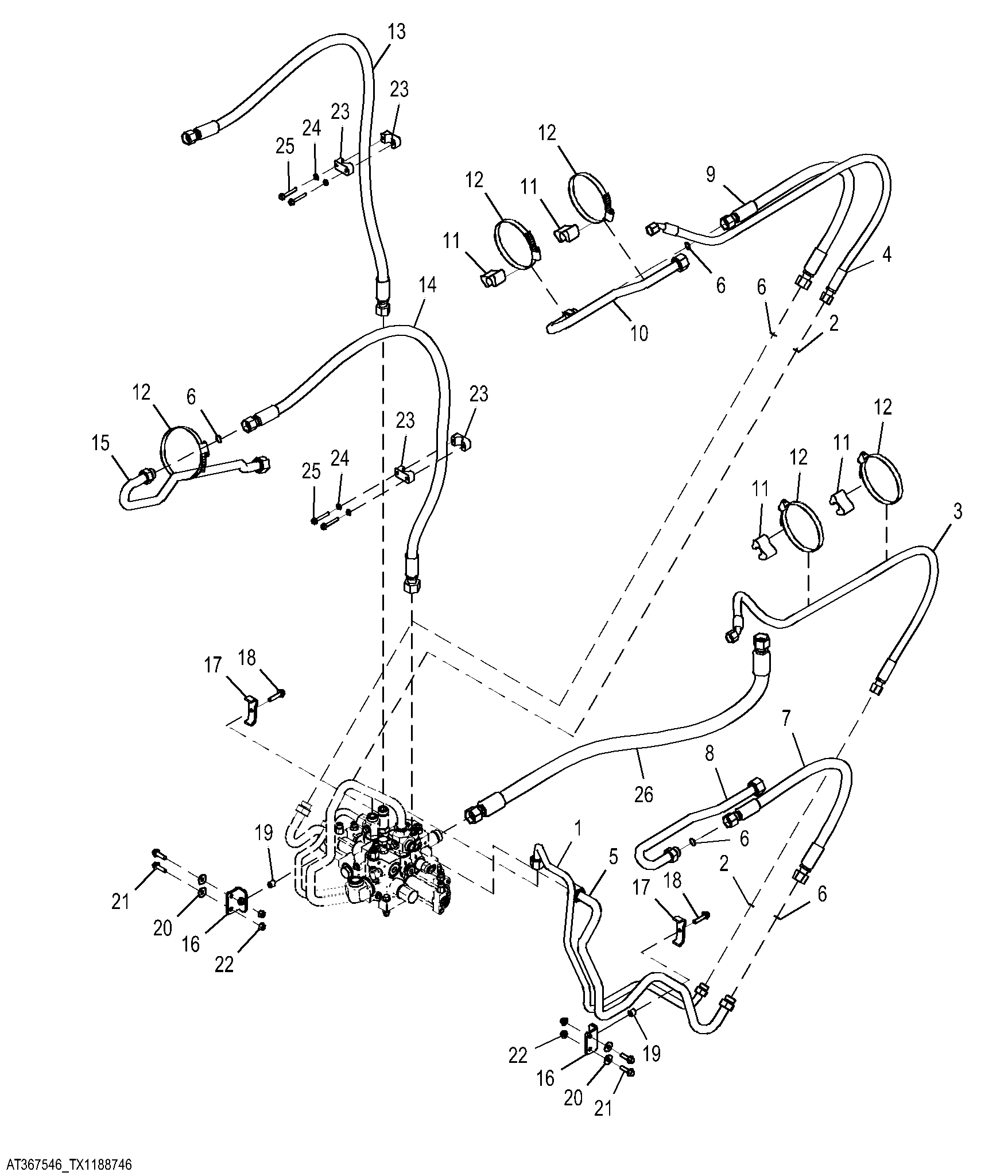 Boom and Bucket Cylinder Hydraulics (Z-Bar) (2-Spool Control Valve)