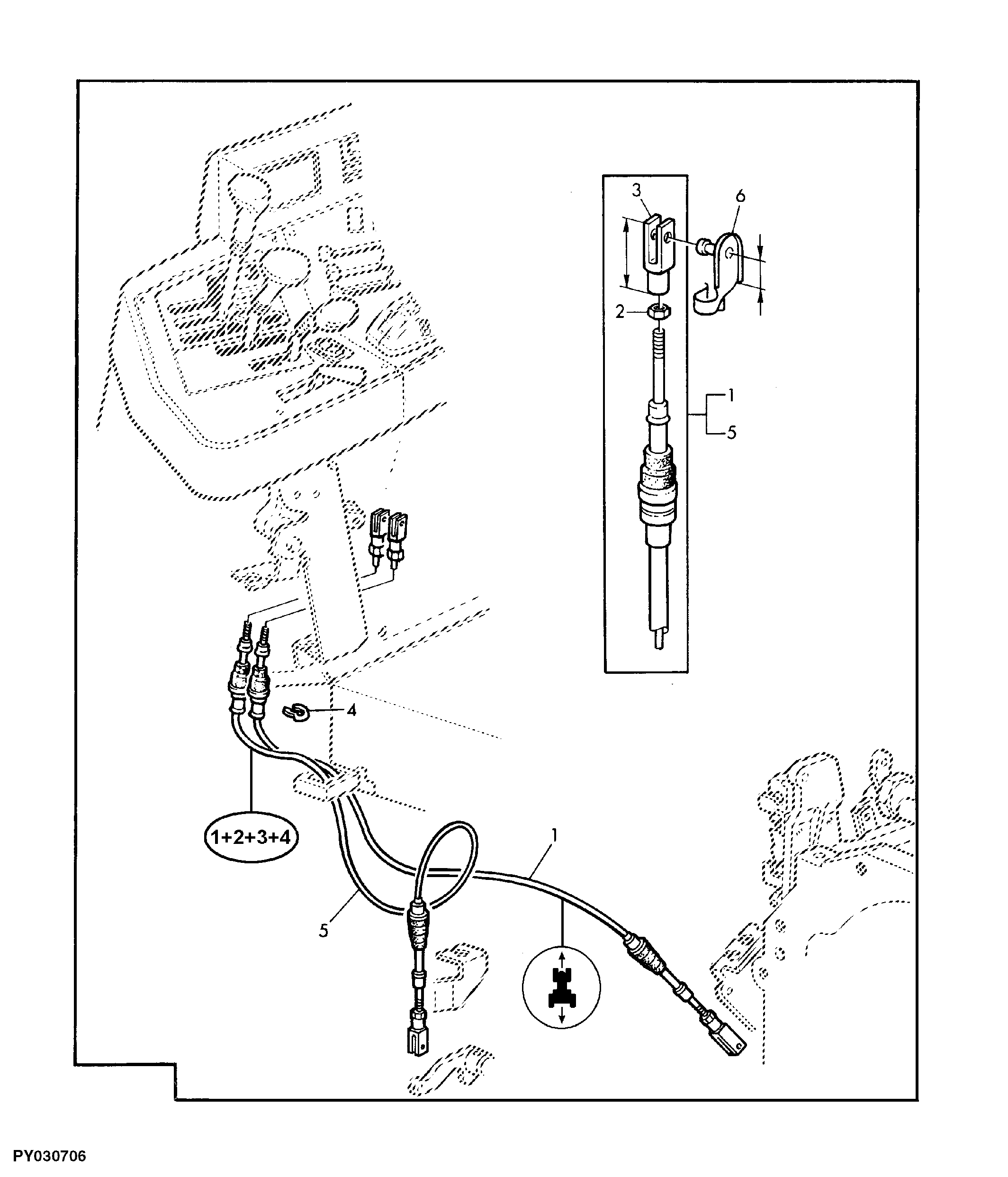 GEARSHIFT BOWDENCABLES (POWRQUAD WITH REVERSER CONTROL AT SHIFT CONSOLE)