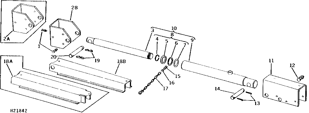 PLATFORM LIFT CYLINDER, BRACKETS, AND SAFETY STOP
