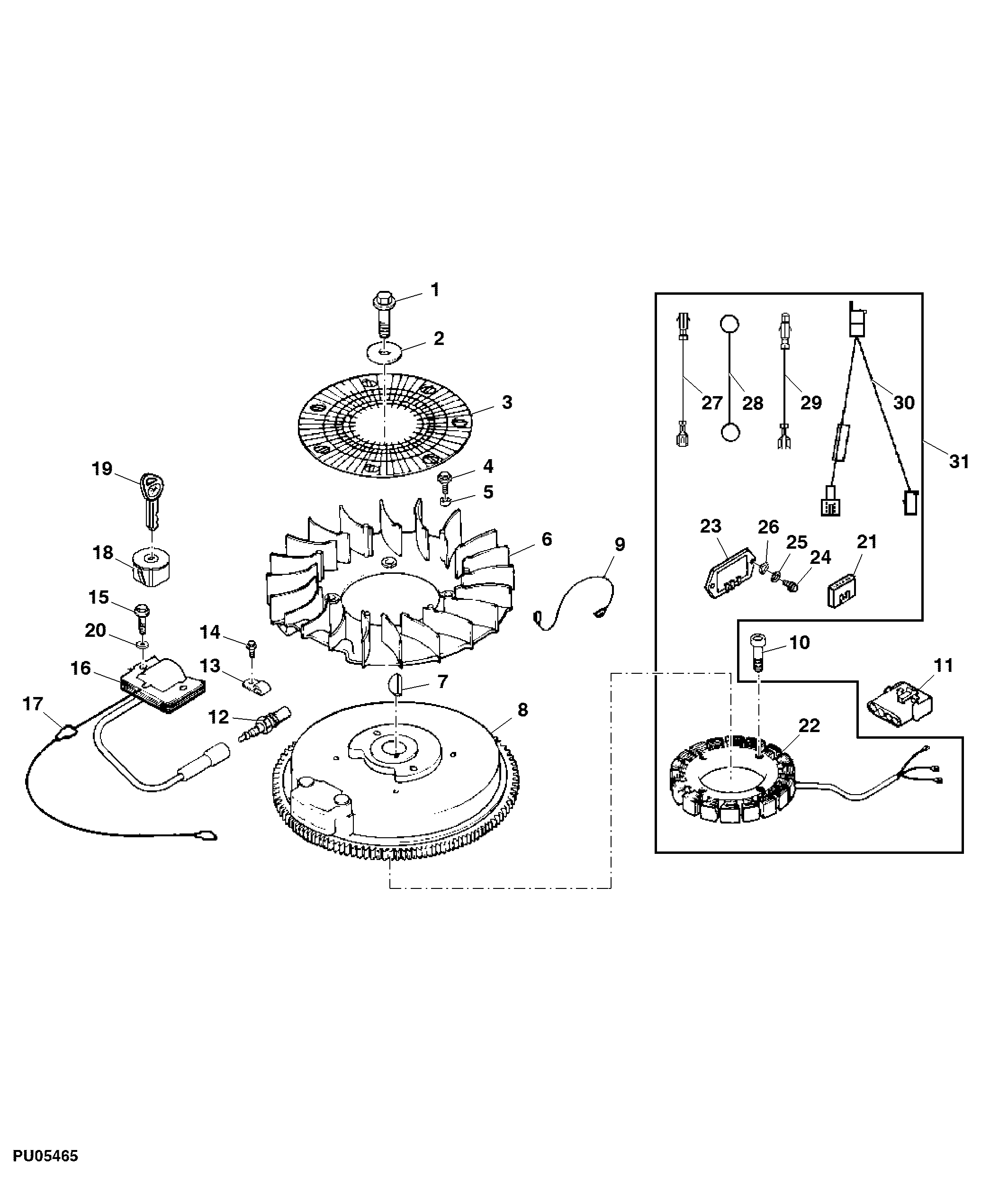 Flywheel, Ignition Coil and Stator (088860 - )