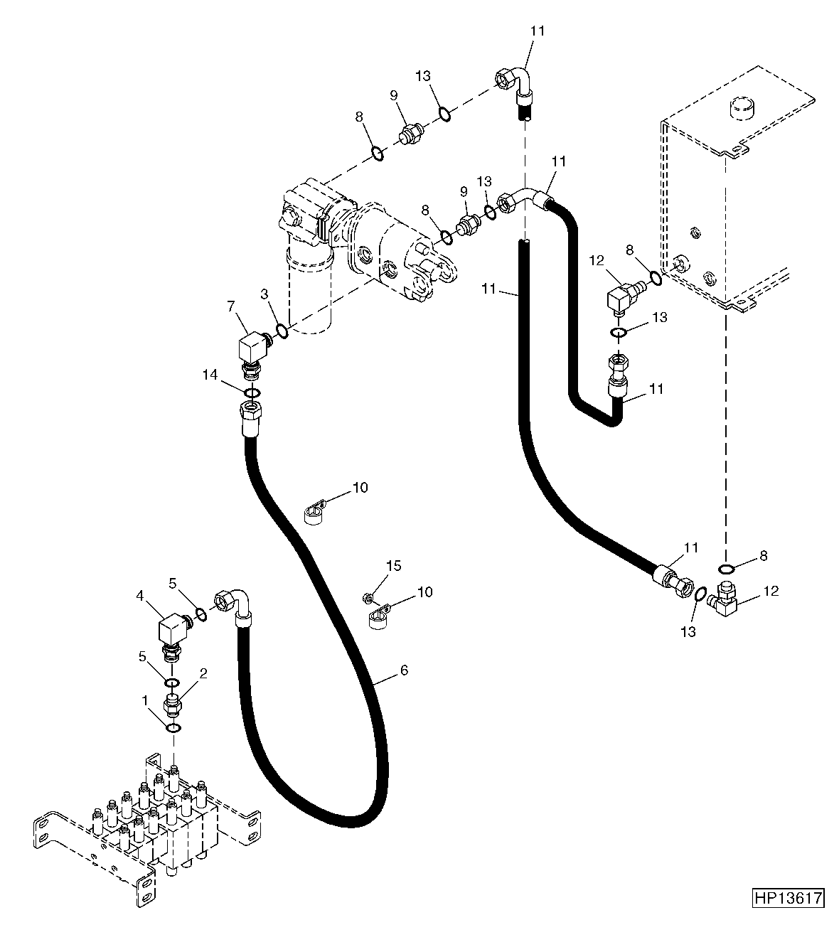 Suction and Return Hose, Main Hydraulic Pump ( - 720100)