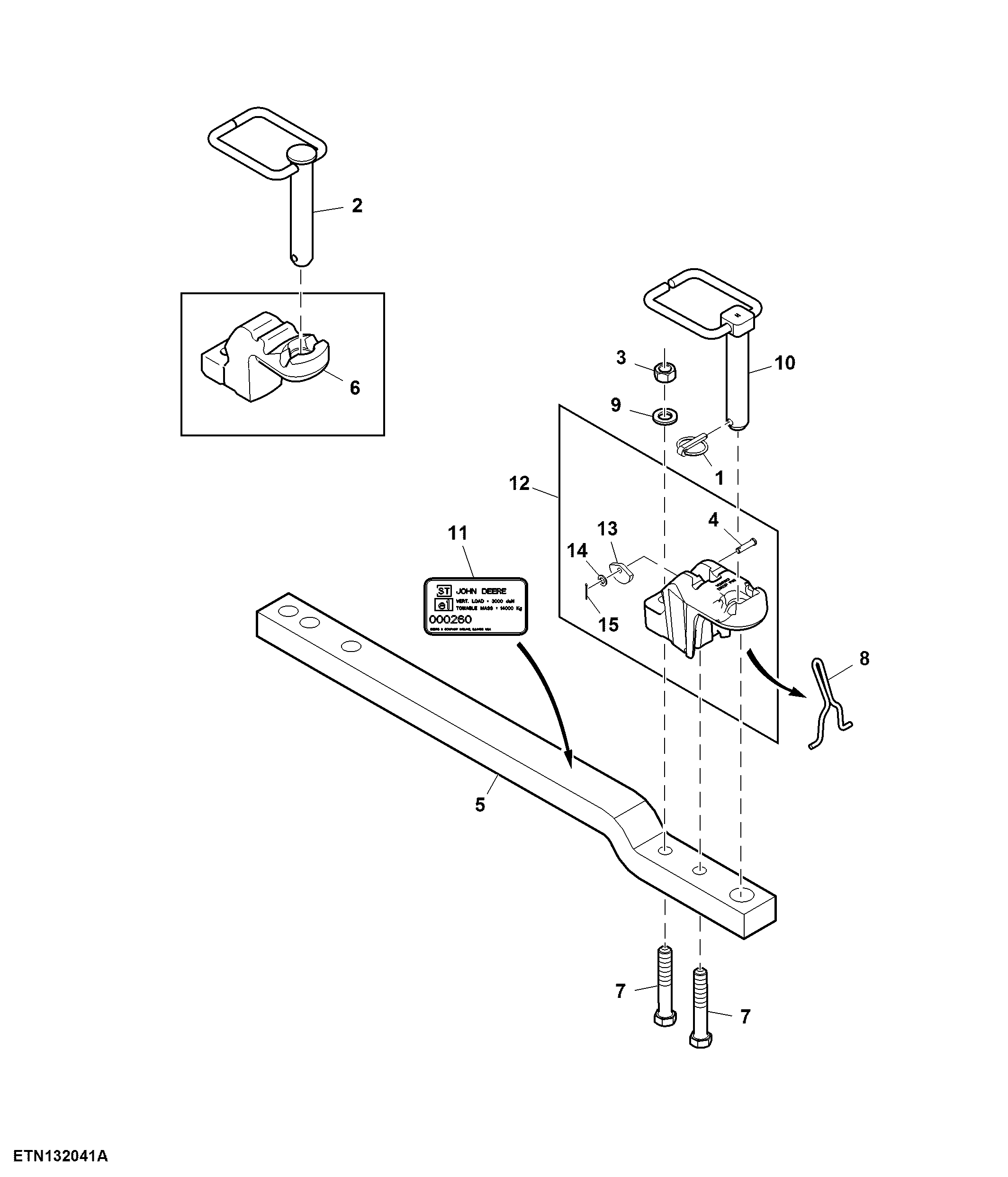 Drawbar, Clevis, Category lll, W/O Safety Chain Retainer