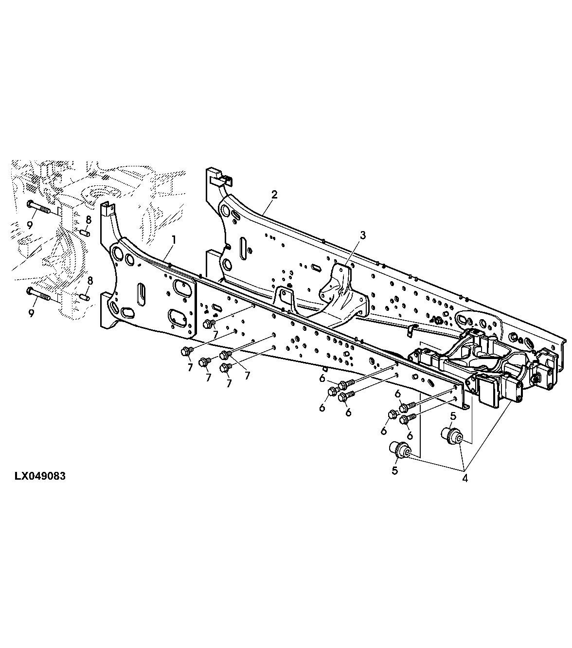 MAIN FRAME AND MOUNTING PARTS (WITHOUT TLS)