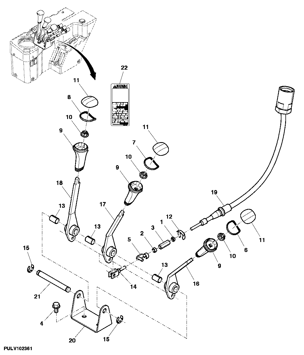 REAR SCV CONTROL LEVERS (TRIPLE SCV) OPEN OPERATOR'S STATION , LOW PROFILE