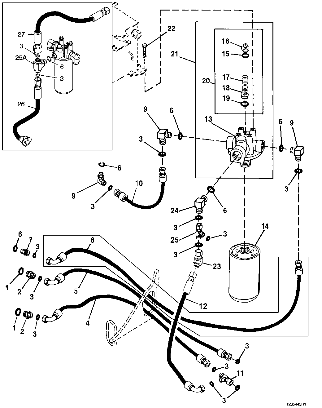TRANSMISSION FILTER, FITTINGS AND HYD HOSES