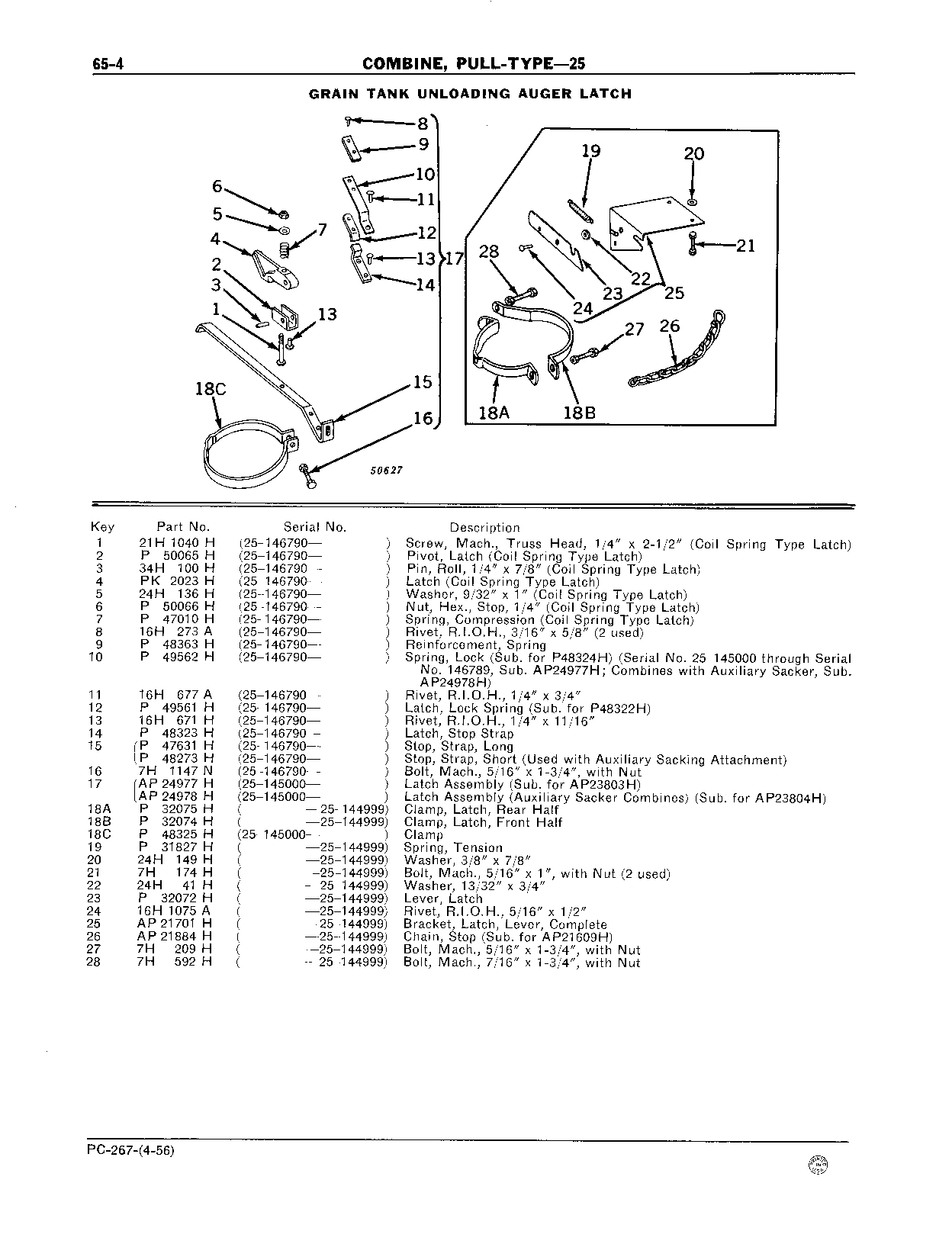 Grain Tank Unloading Auger Latch