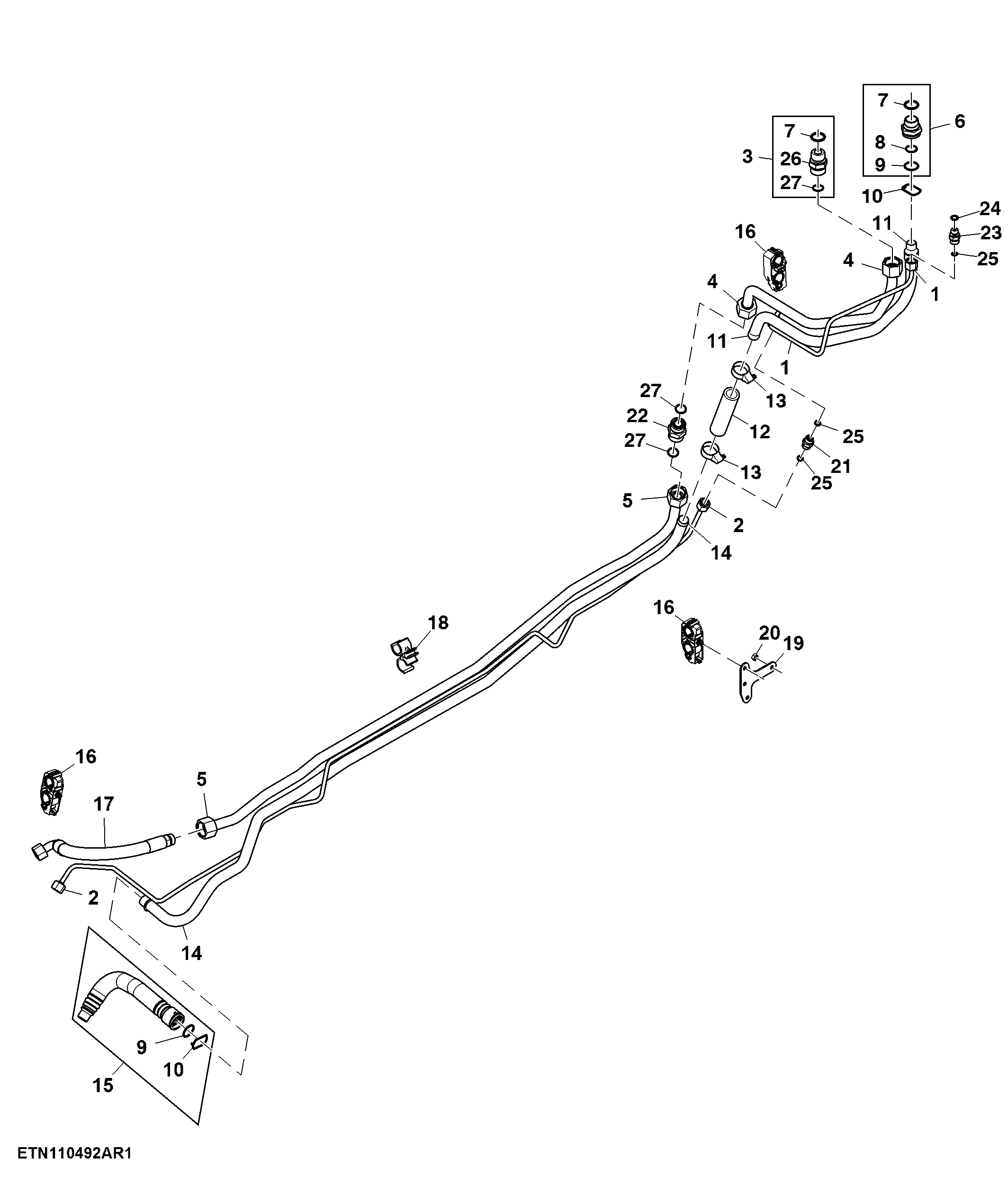 Oil Supply Lines, Midstack SCV, W/ PFC-Hydraulics