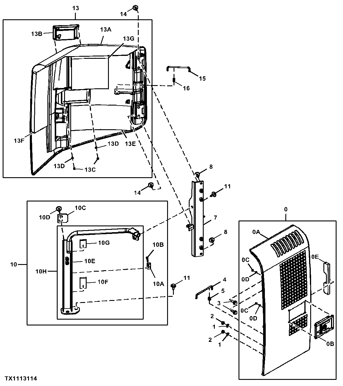 Cooling Package and Hydraulic Pump Compartment Doors (Before June 2008)