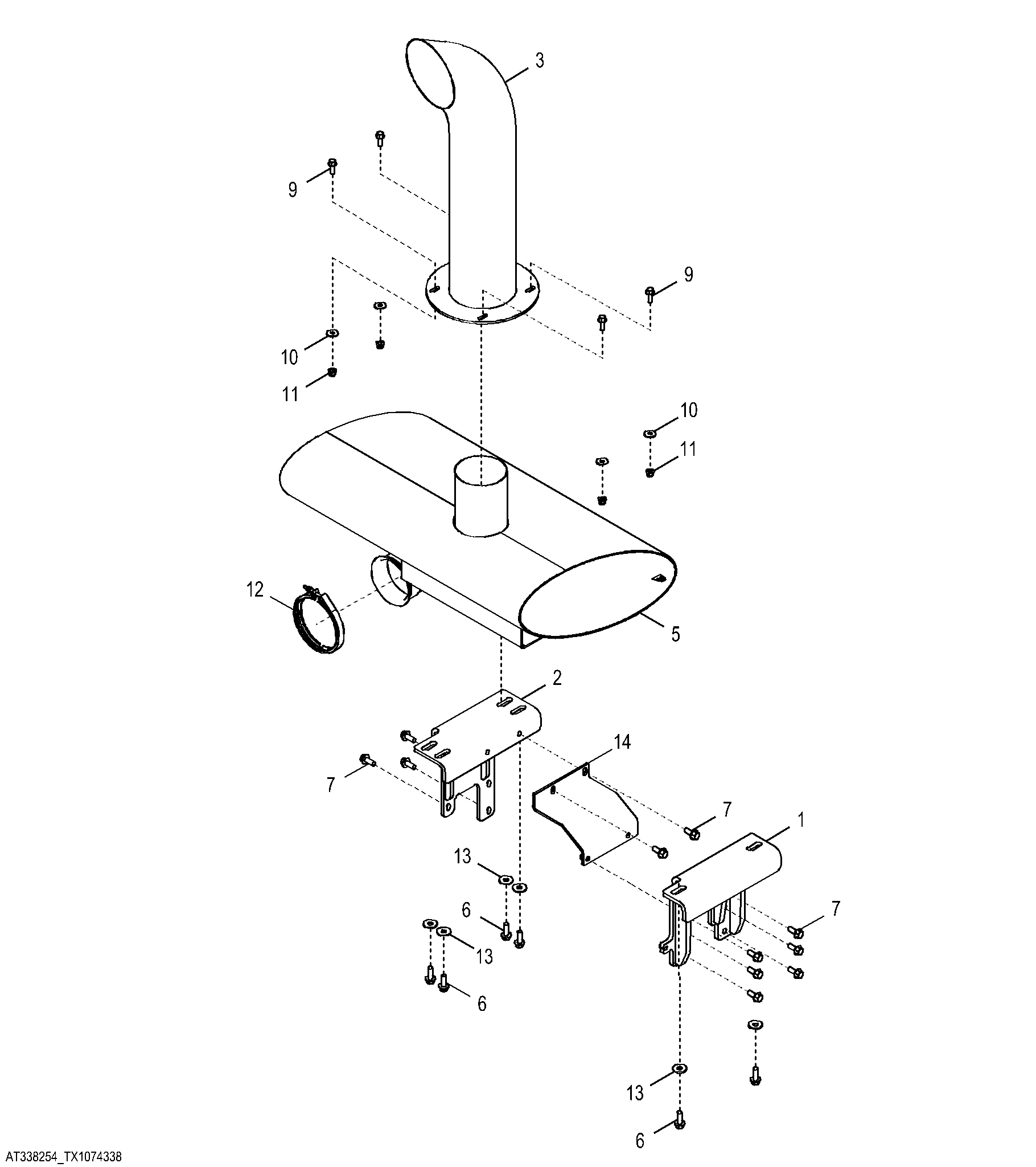 Muffler with Black Exhaust Stack (Engine 6135HDW01)