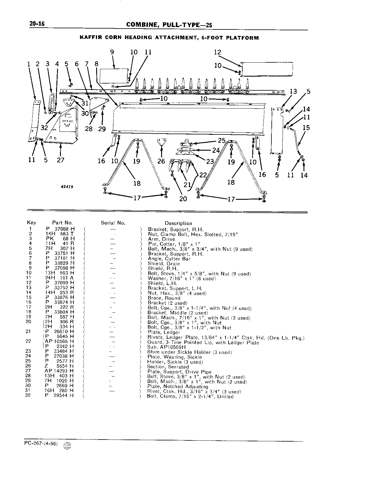 Kaffir Corn Heading Attachment, 6-Foot Platform