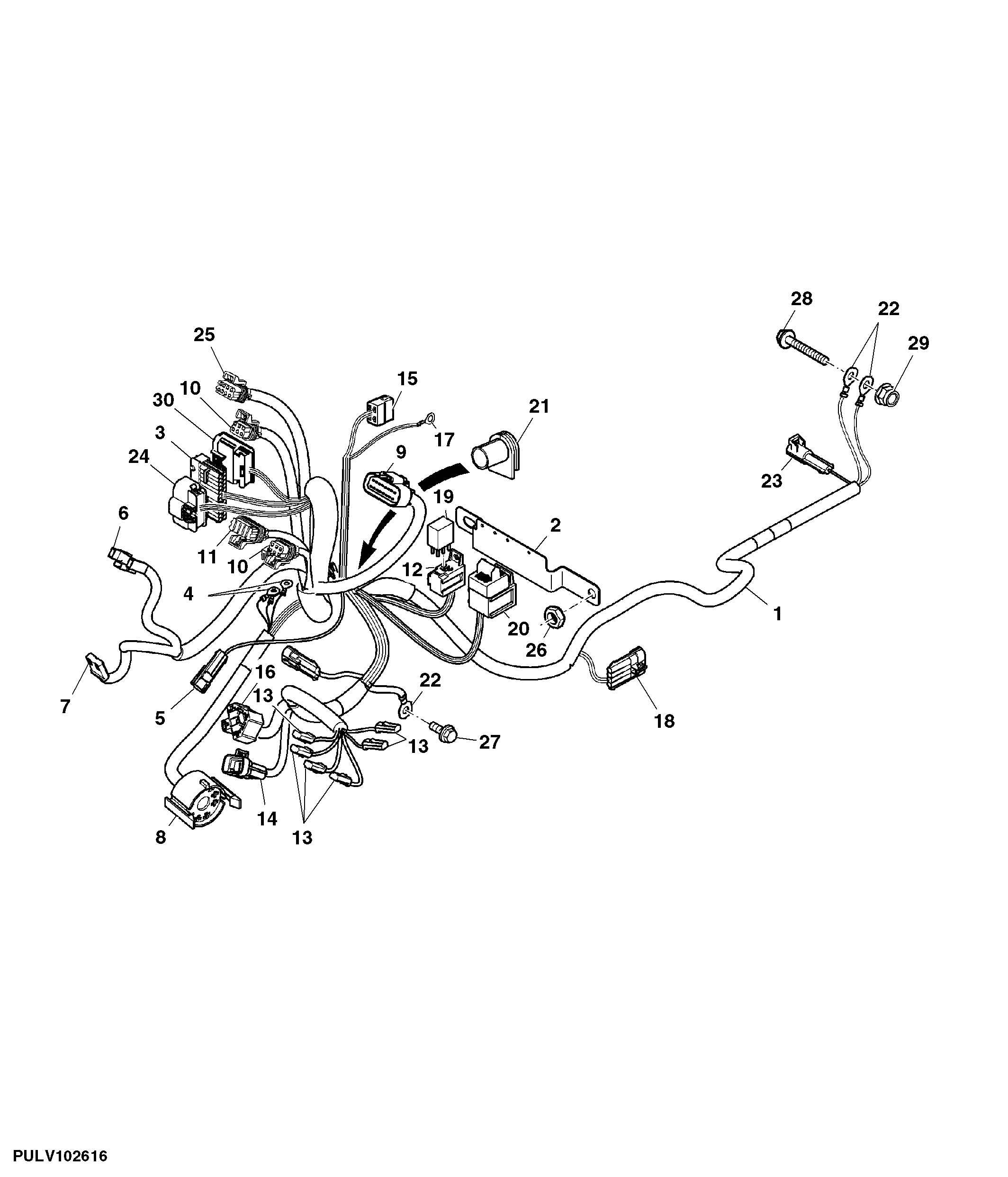 Front Console Wiring Harness, Syncshuttle Cab (TSS) ( - 346999)