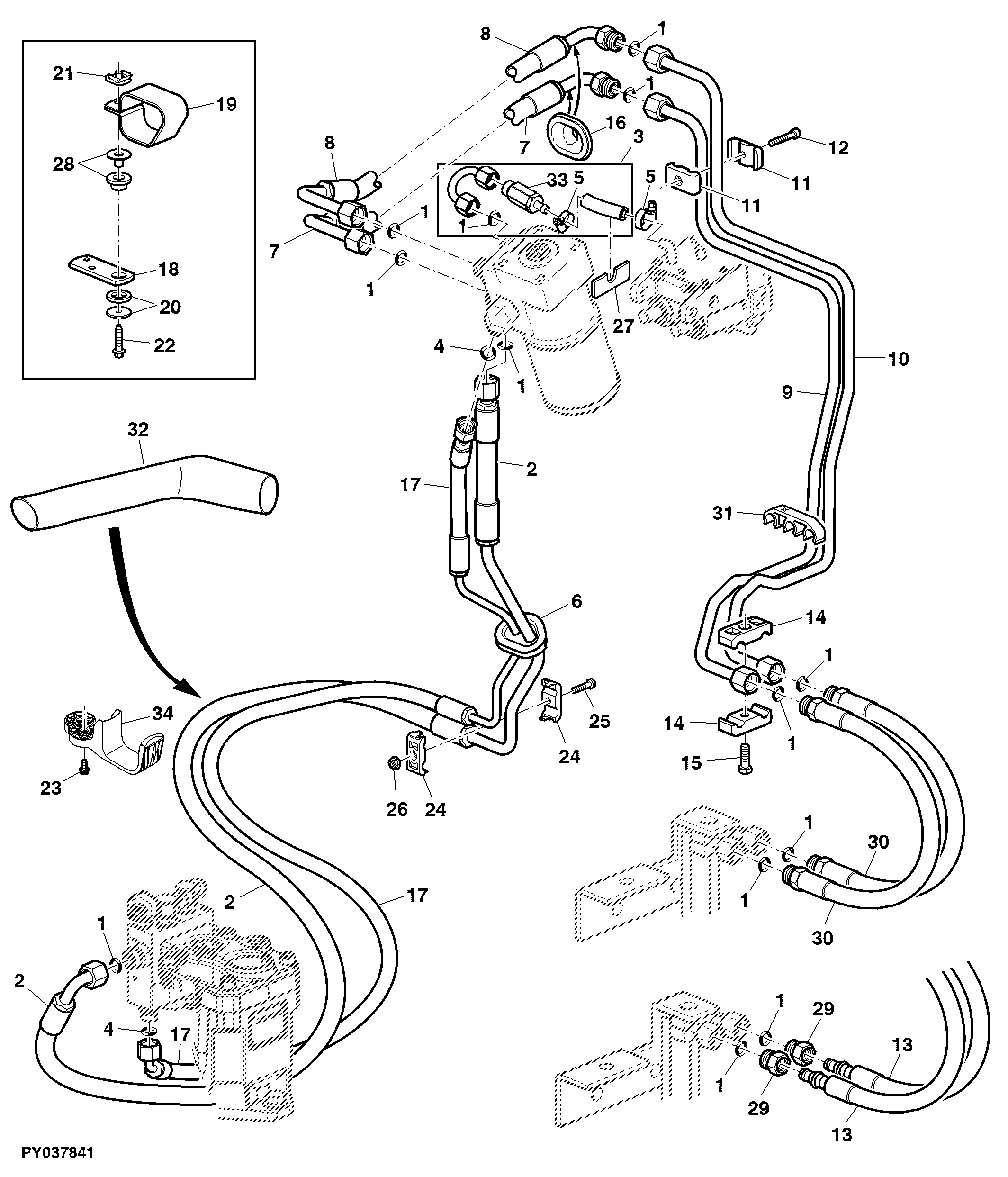 HYDROSTATIC STEERING OIL LINES (W/O AUTOTRAC)