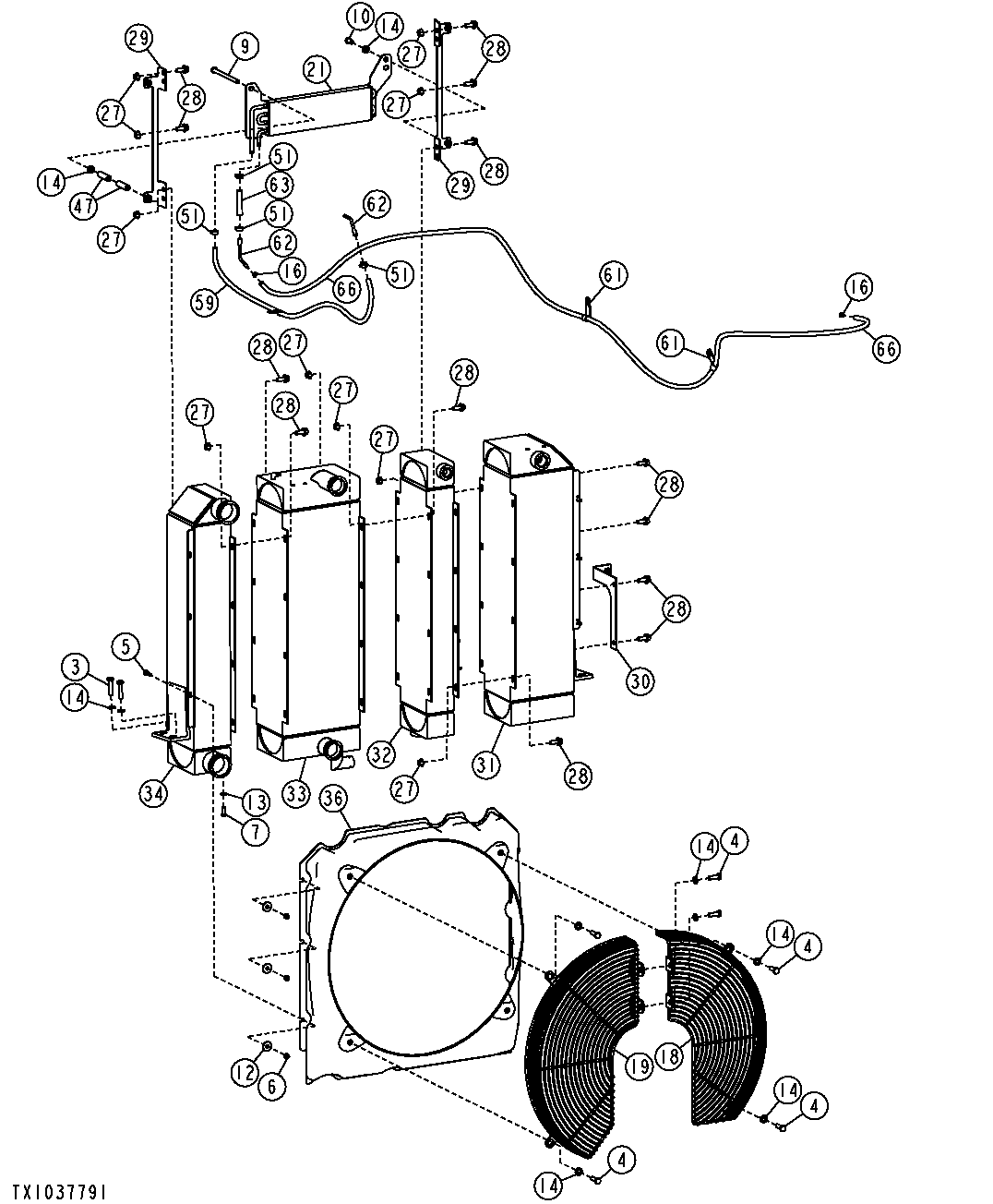 Radiator and Fan Shroud (Engine 6068HT067) ( - 172184)