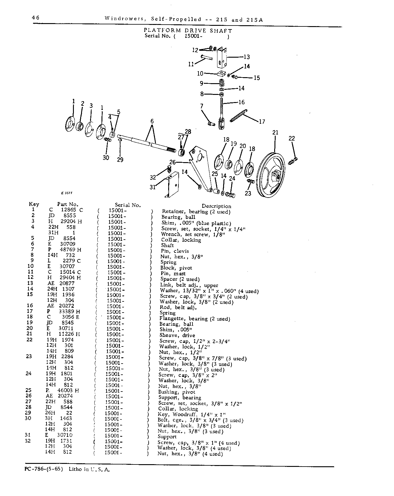 Platform drive shaft ( 15001- )