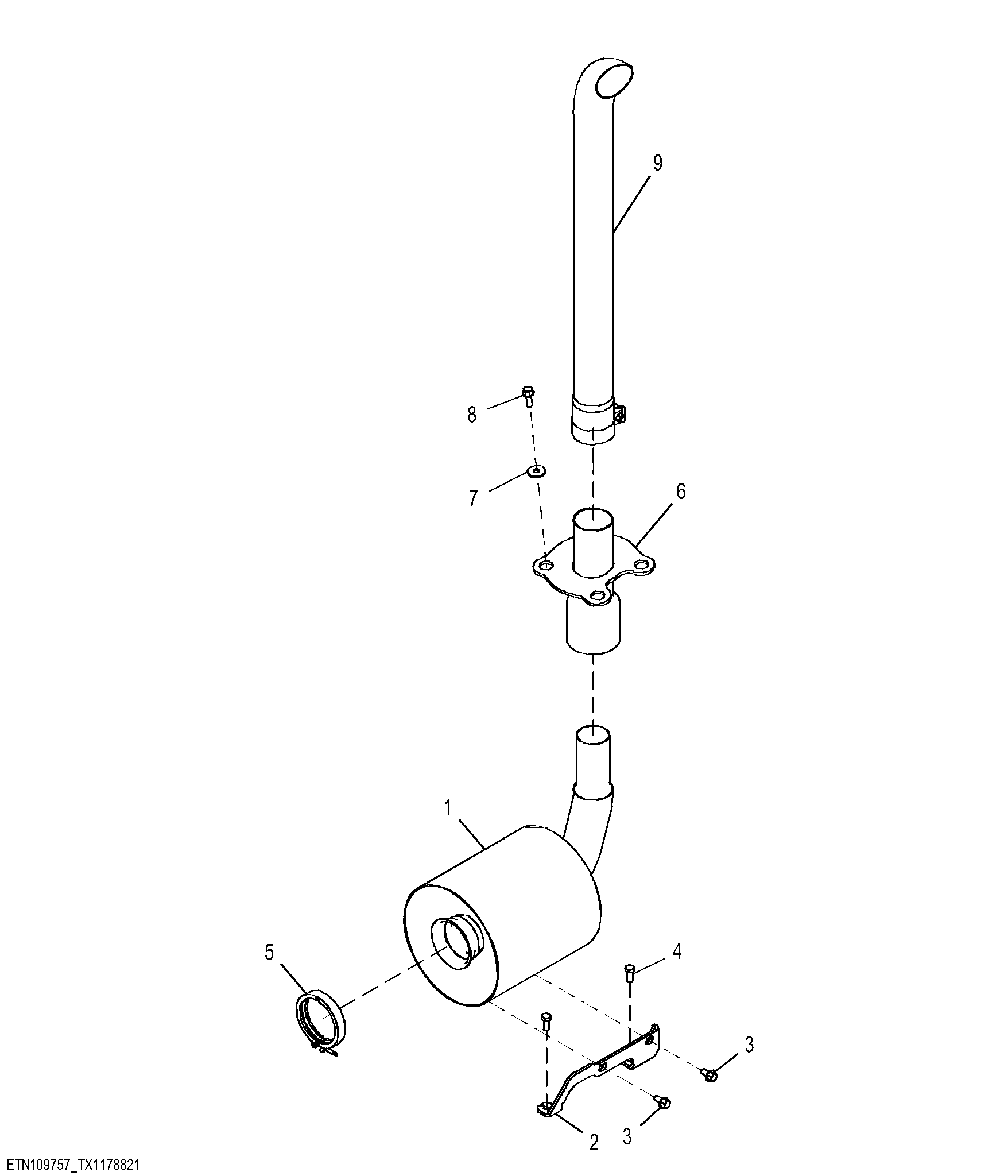 Exhaust System, Chrome Stack (Engine 4045TT096-RE545793)