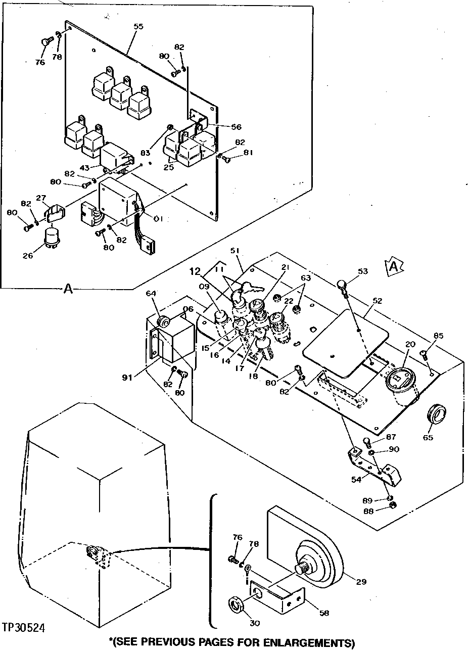 RIGHT-HAND CONSOLE, COVER, CONTROLLER, SWITCHES AND RELAYS (WITH CAB AND HEATER) ( - 000345)