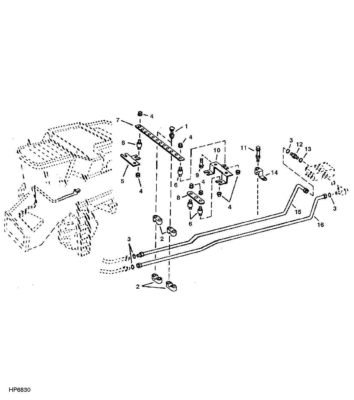 Reel Drive Hydraulic Lines And Hoses, Left hand Side