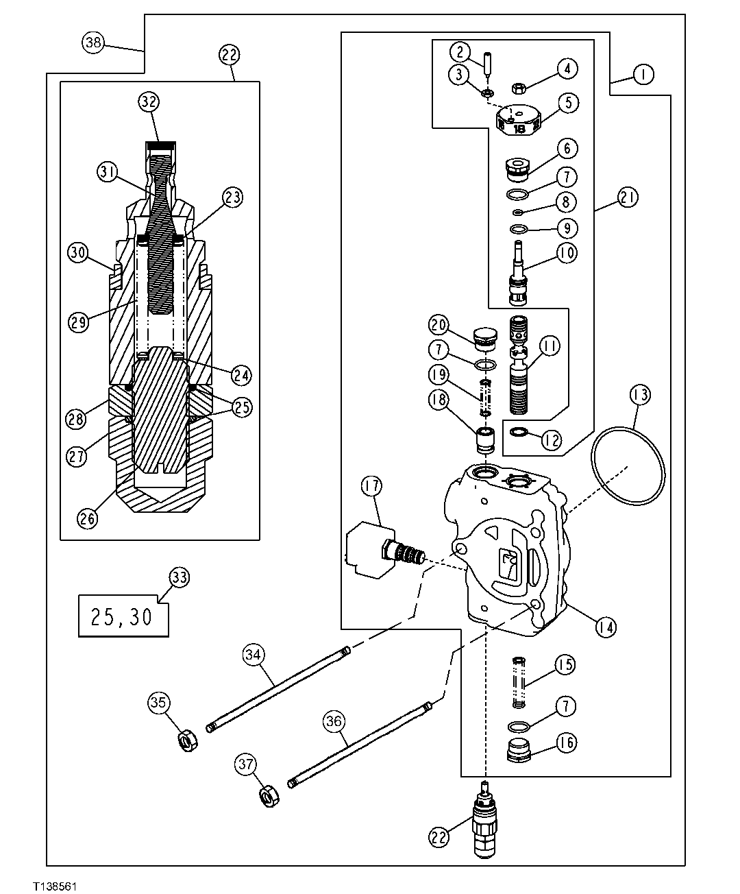 Selective Flow Control Valve Kit (Six Position) (Backhoe Valve)