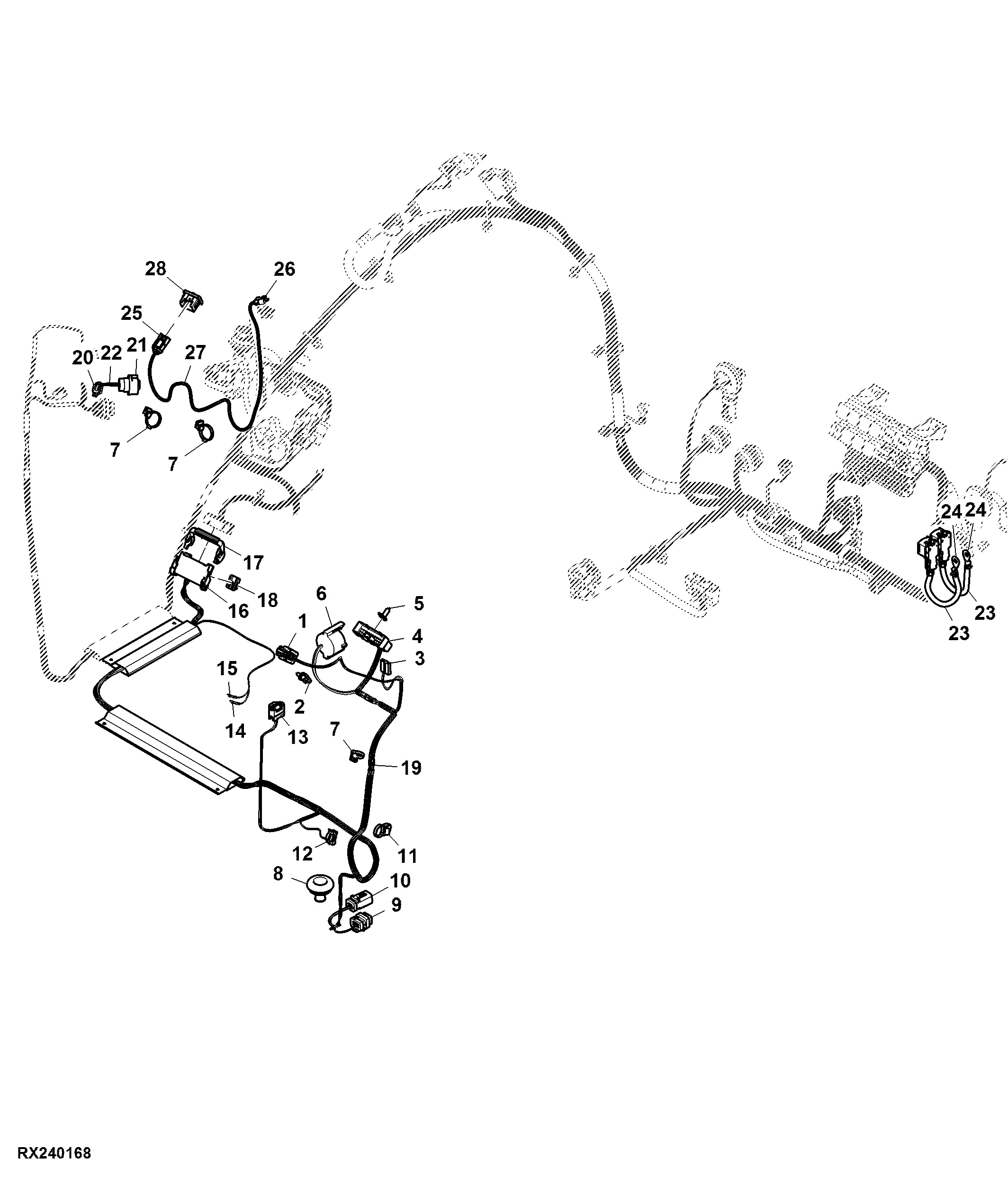 Cab Wiring Harness, Front Control Support, MST, W/ Back Up Pump