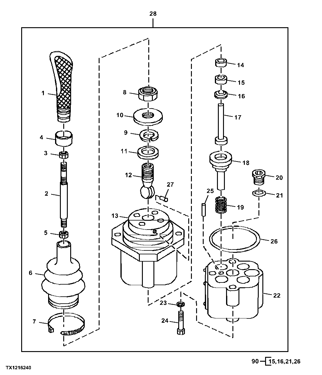 Auxiliary Single Lever Joystick Controller Components