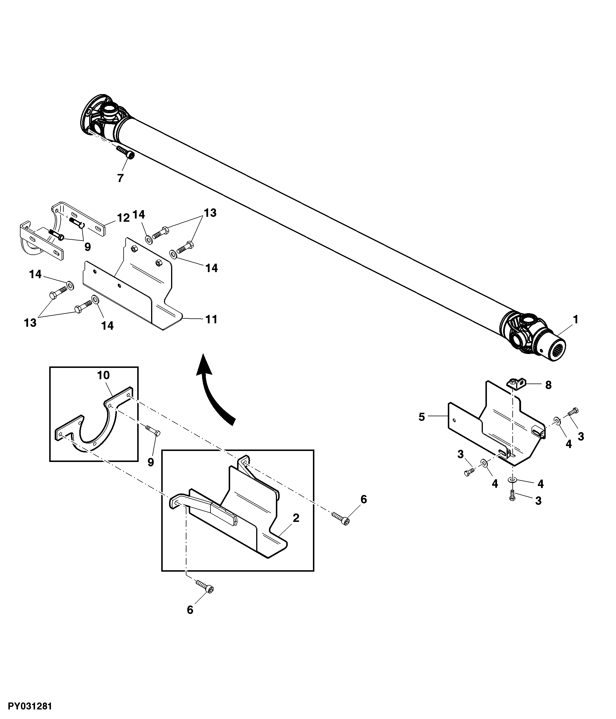 UNIVERSAL JOINTED SHAFT, 4 CYLINDER, MFWD AXLE