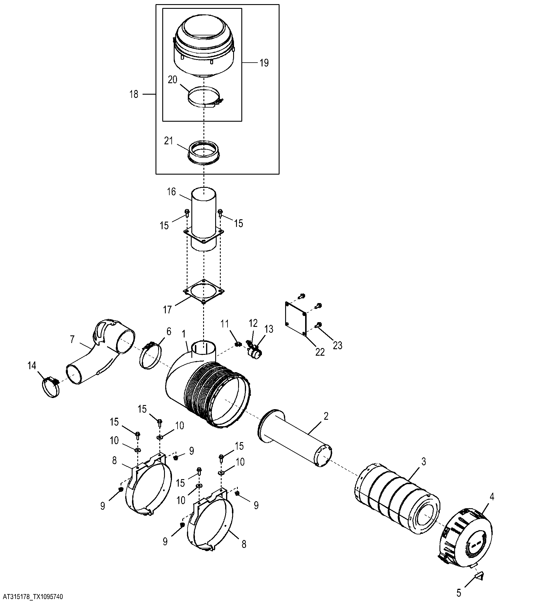 Air Intake System with Air Pre-Cleaner (Engine 6068HDW80)