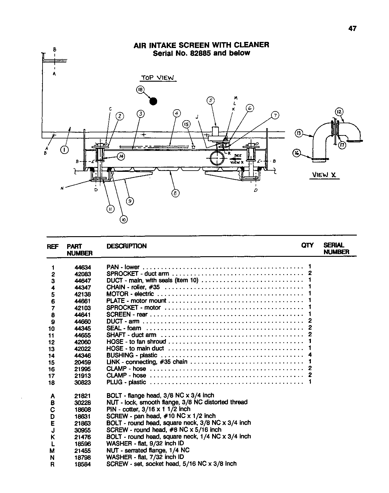 Air Intake Screen, w/ Cleaner (Ser.# -82885)