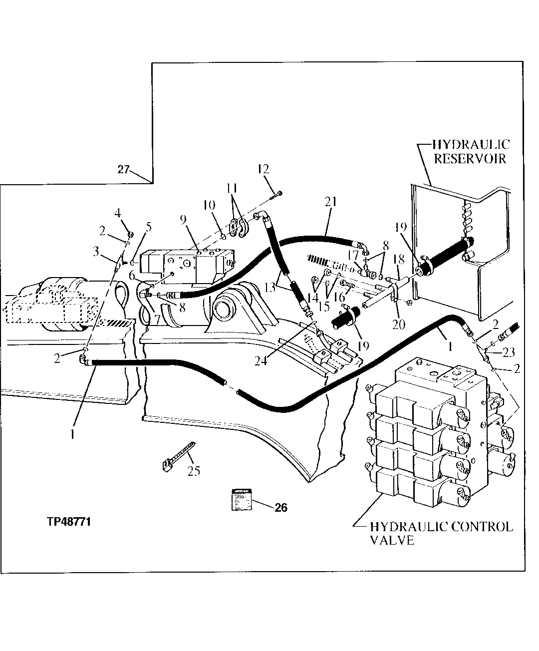 HEAD END, ARM CYLINDER LOAD LOWERING VALVE HYDRAULICS