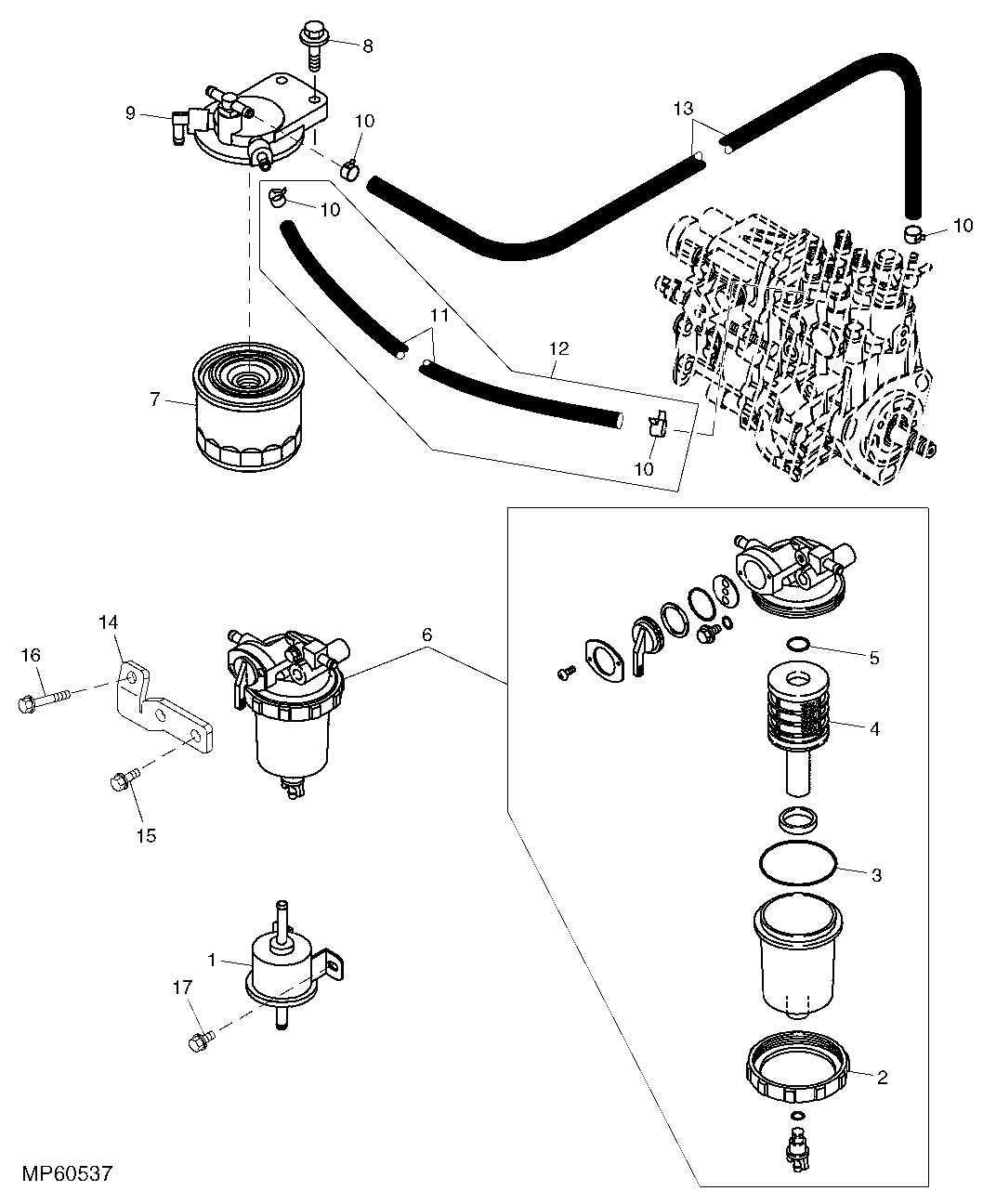 Fuel Filter (4TNV88-MJTLB Engine) (311033 - 711000)