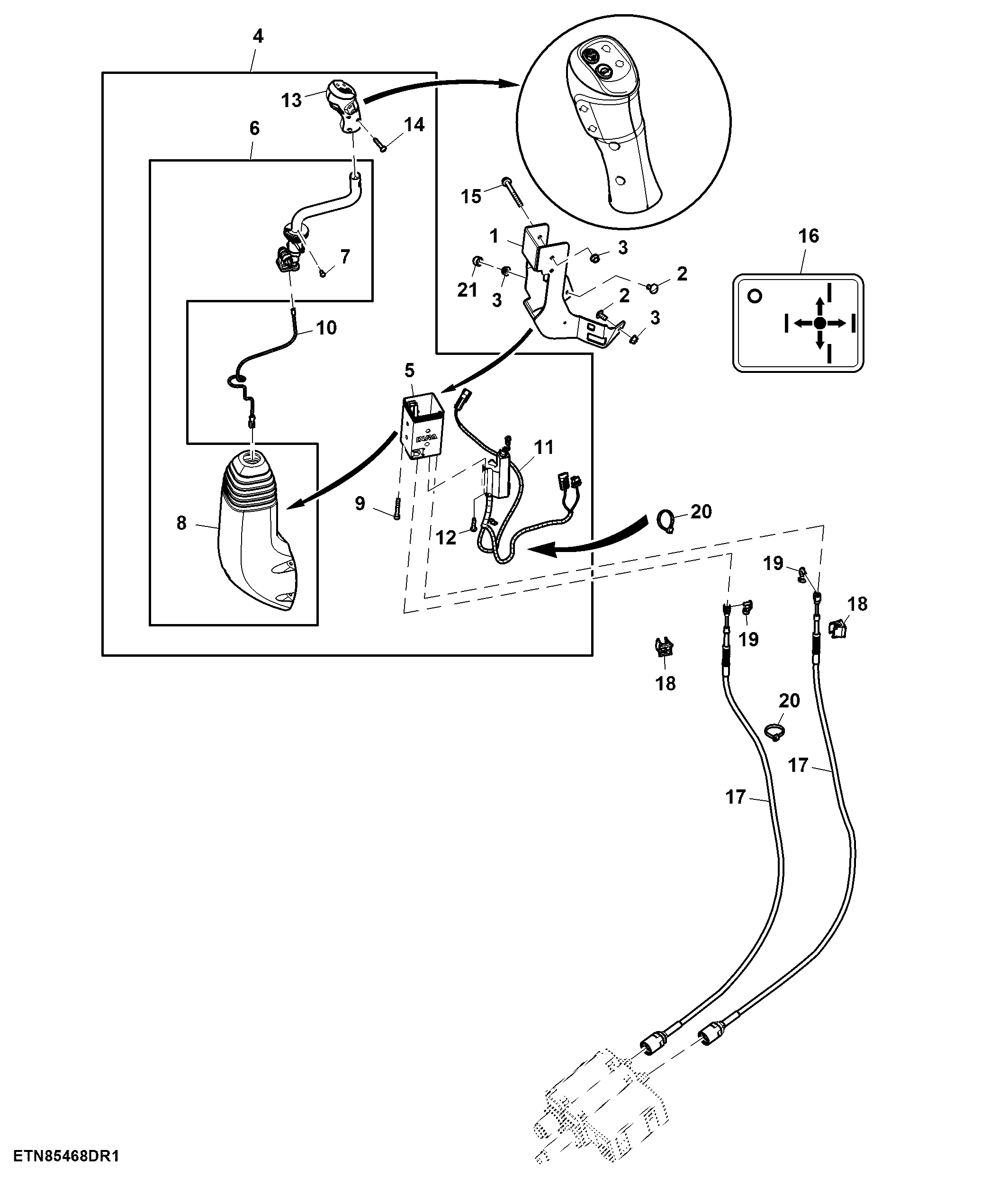 Multi-Function Lever, Mechanical ICV, W/ 2-Functions, W/ Gear Shift Switches, Low Profile Cab