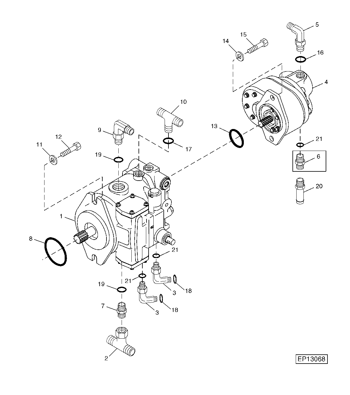 Hydrostatic Pump Assembly (L.H. Pumps) ( - 319999)