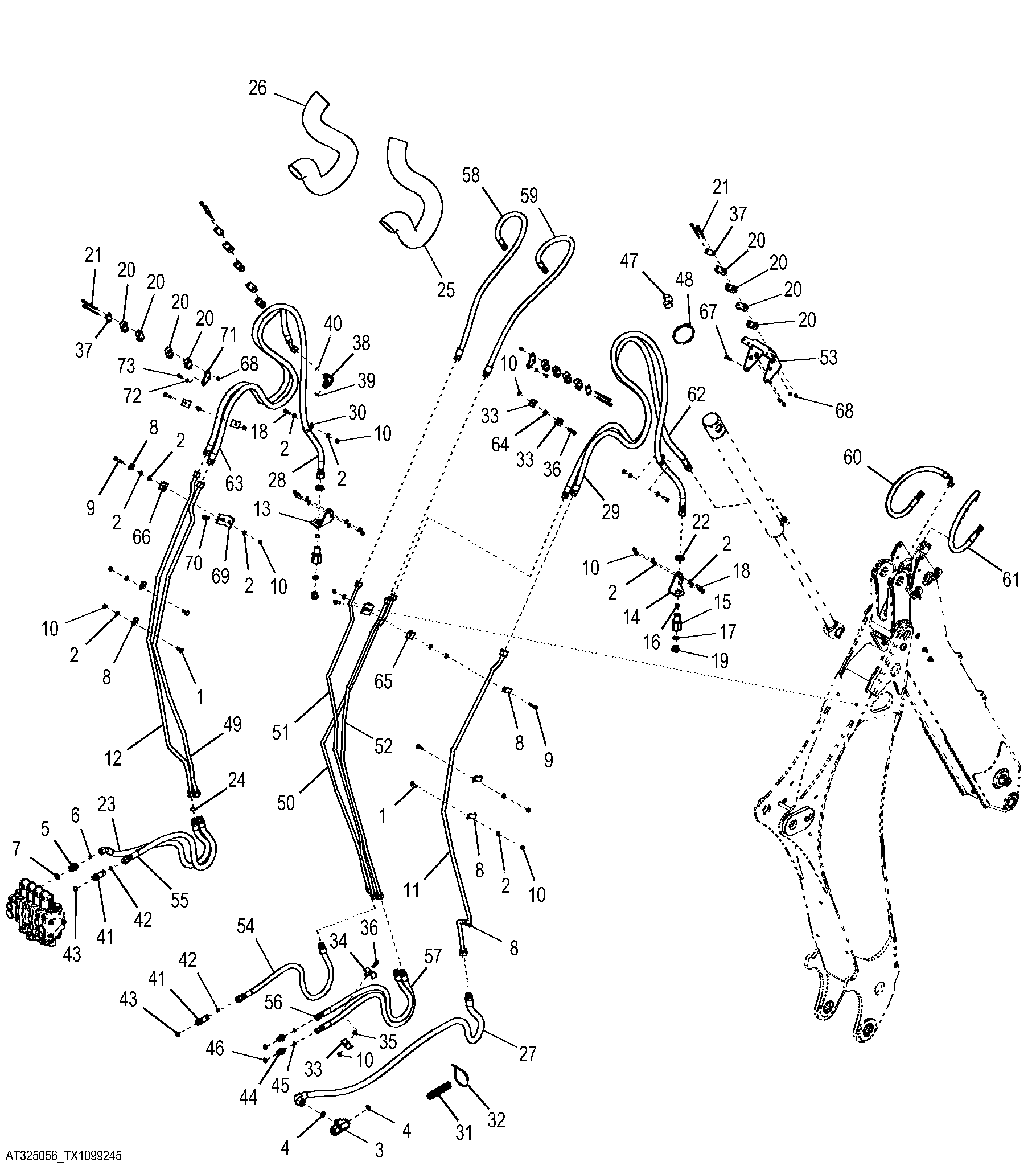 Extendable Dipperstick Plumbing with Auxiliary Hydraulics ( - 244262)