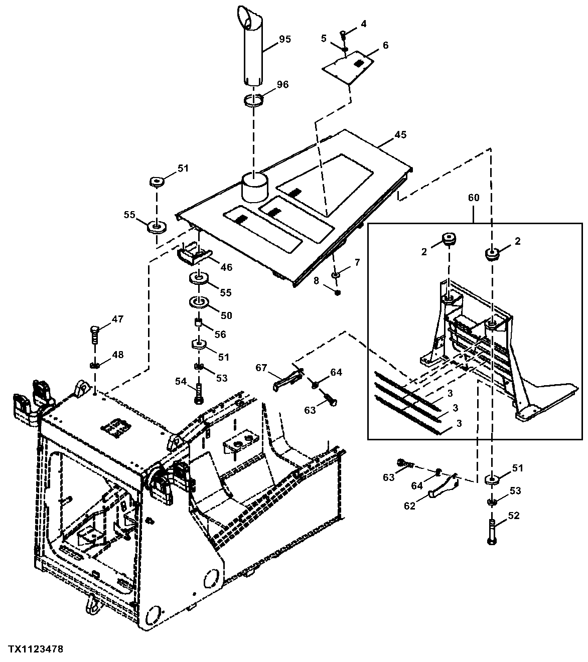 Engine Compartment Hood and Rear Hood Support