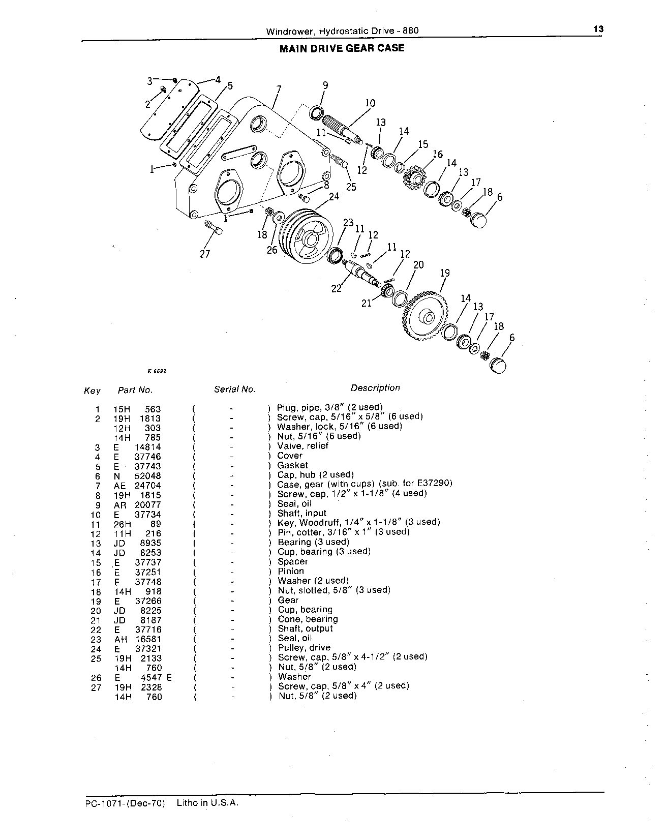 Gear case, main drive