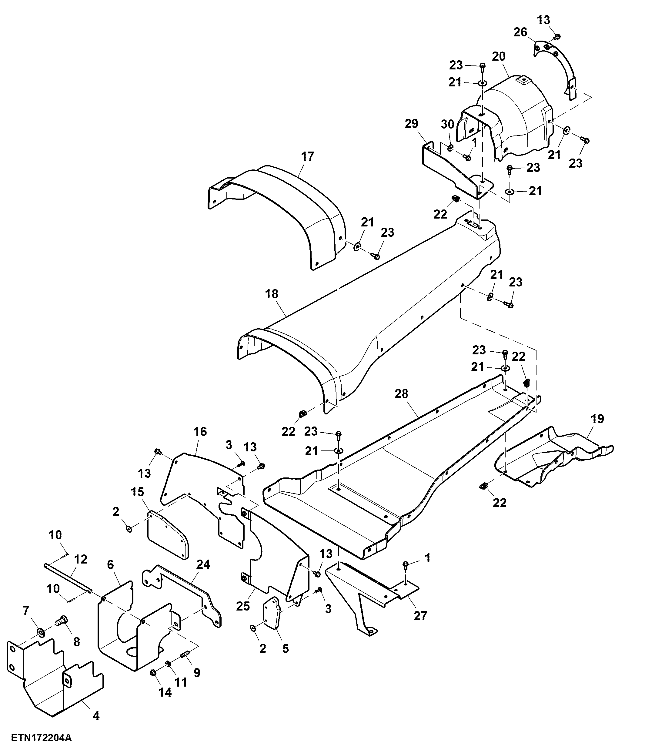 Shield, PTO, Double Reduction Axle, W/ Hitch (054000 - )