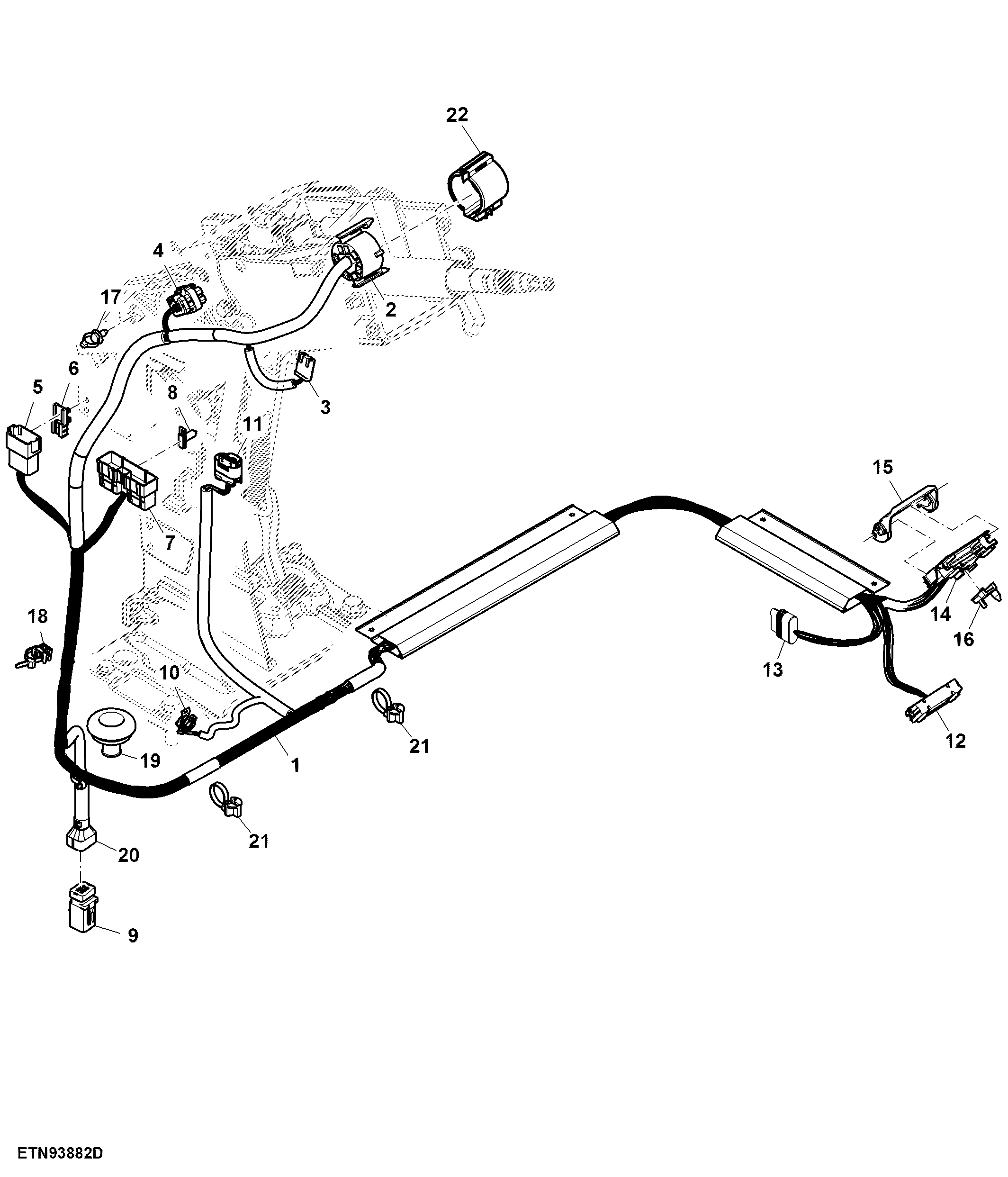 Wiring Harness, Front Control Support, W/O Backup Pump ( - 090957)