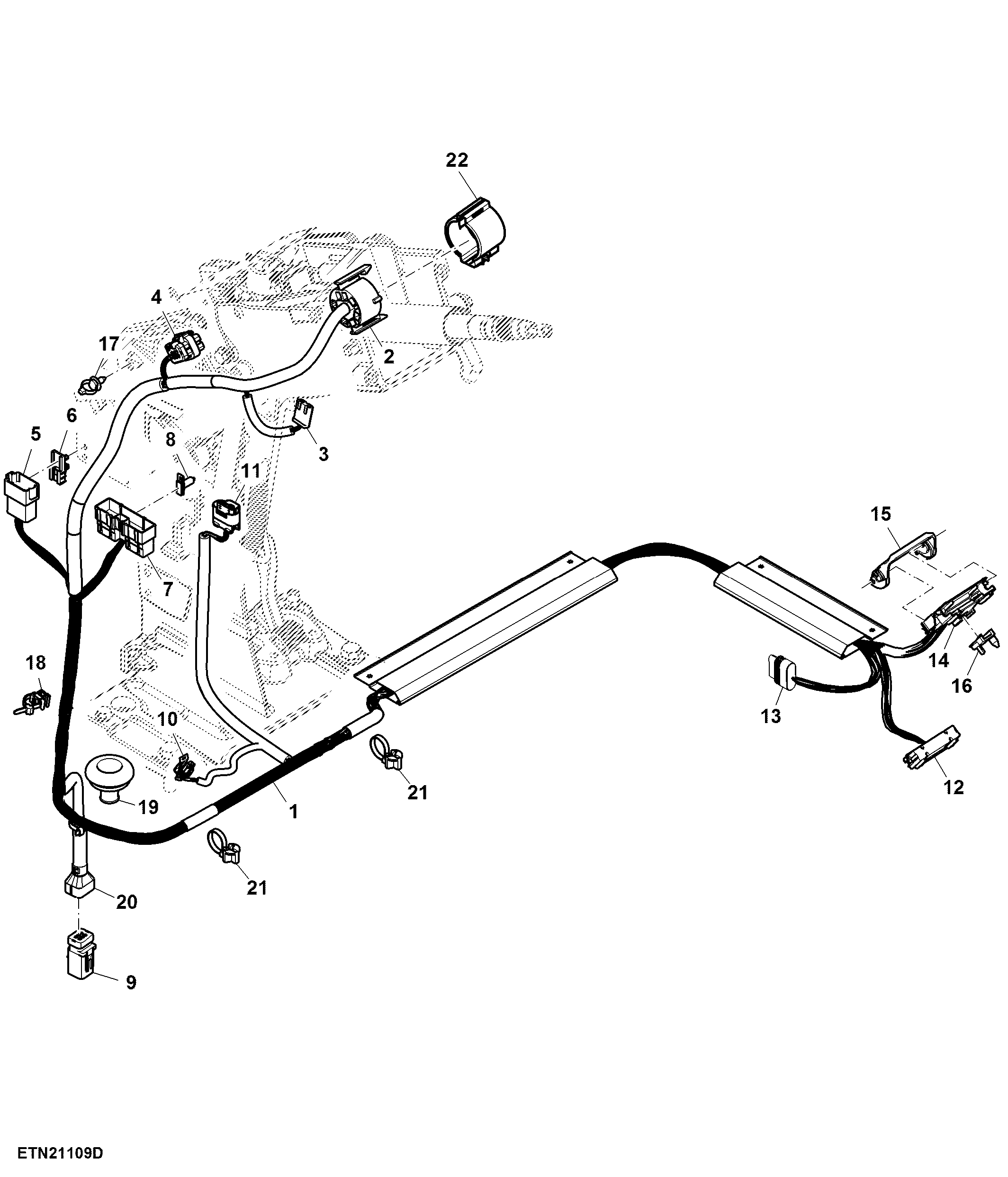 Wiring Harness, Front Control Support, W/ Backup Pump ( - 058000)