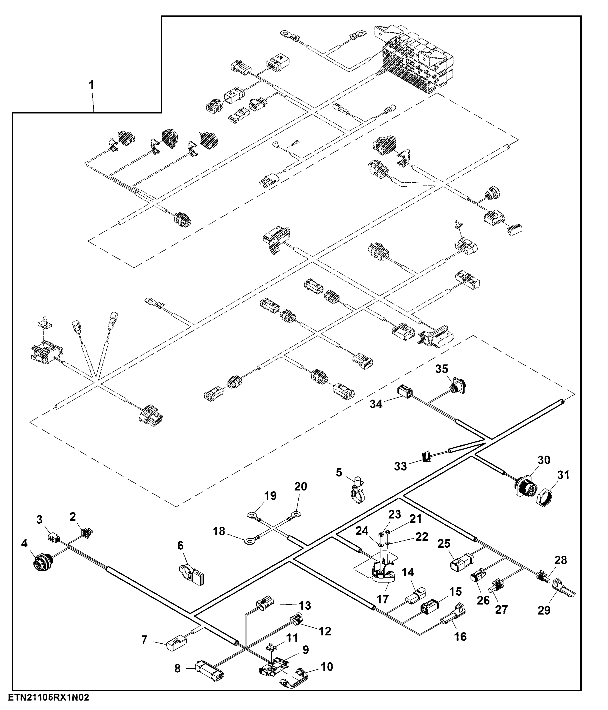 Cab Wiring Harness, Generation 4 CommandCenter™ 4600 Processor (1/3) ( - 055999)