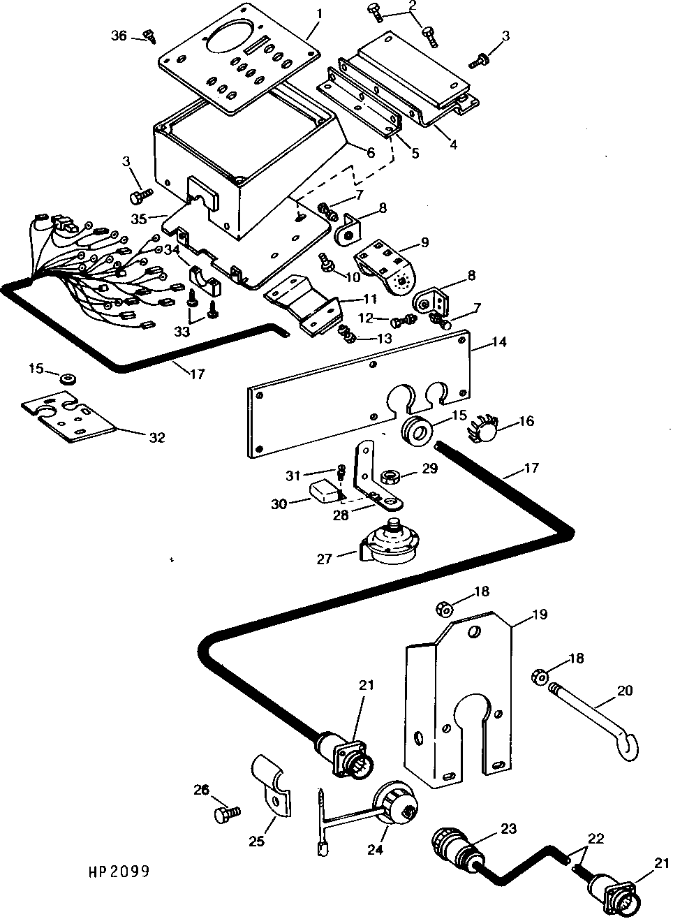 CONTROL BOX HOUSING, MOUNTING BRACKETS, AND HARNESS ( - 600000)