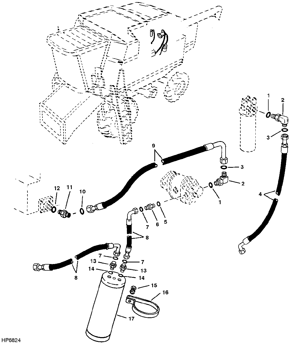 HYDRAULIC STEERING HOSES, UPPER AND ATTENUATOR