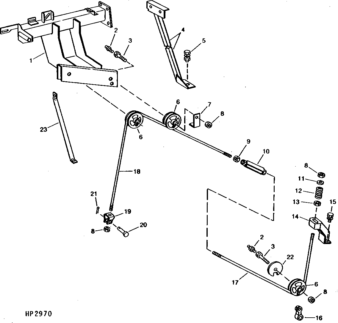 PLATFORM LEVELING CABLES AND MOUNTING (L.H. SIDE)