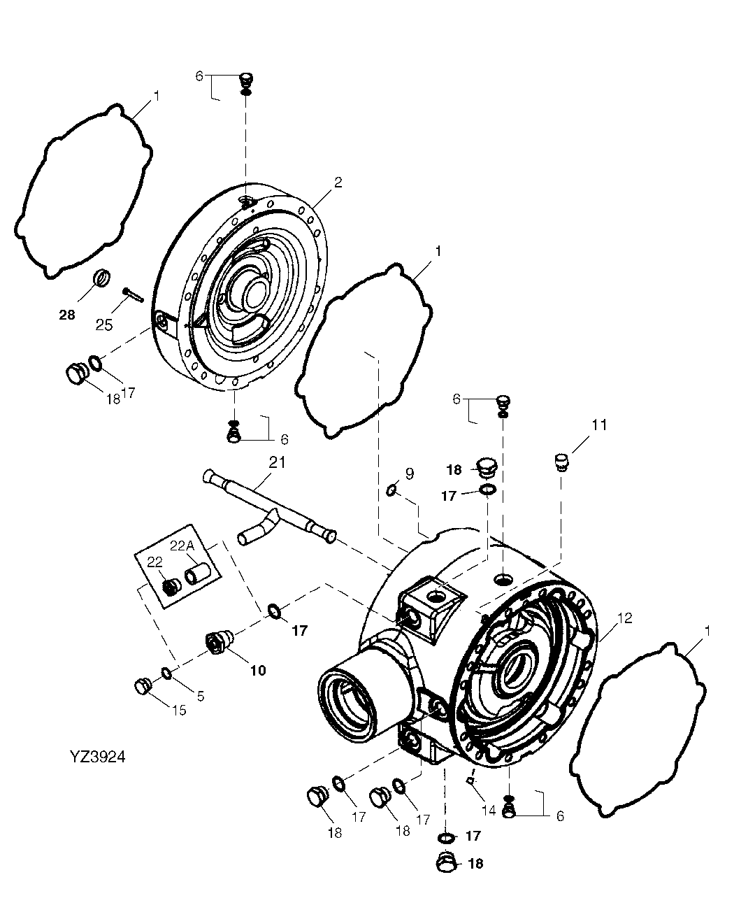 DIFF LOCK DIFFERENTIAL CASE, NON-OSCILLATING, FRONT (RE68087)