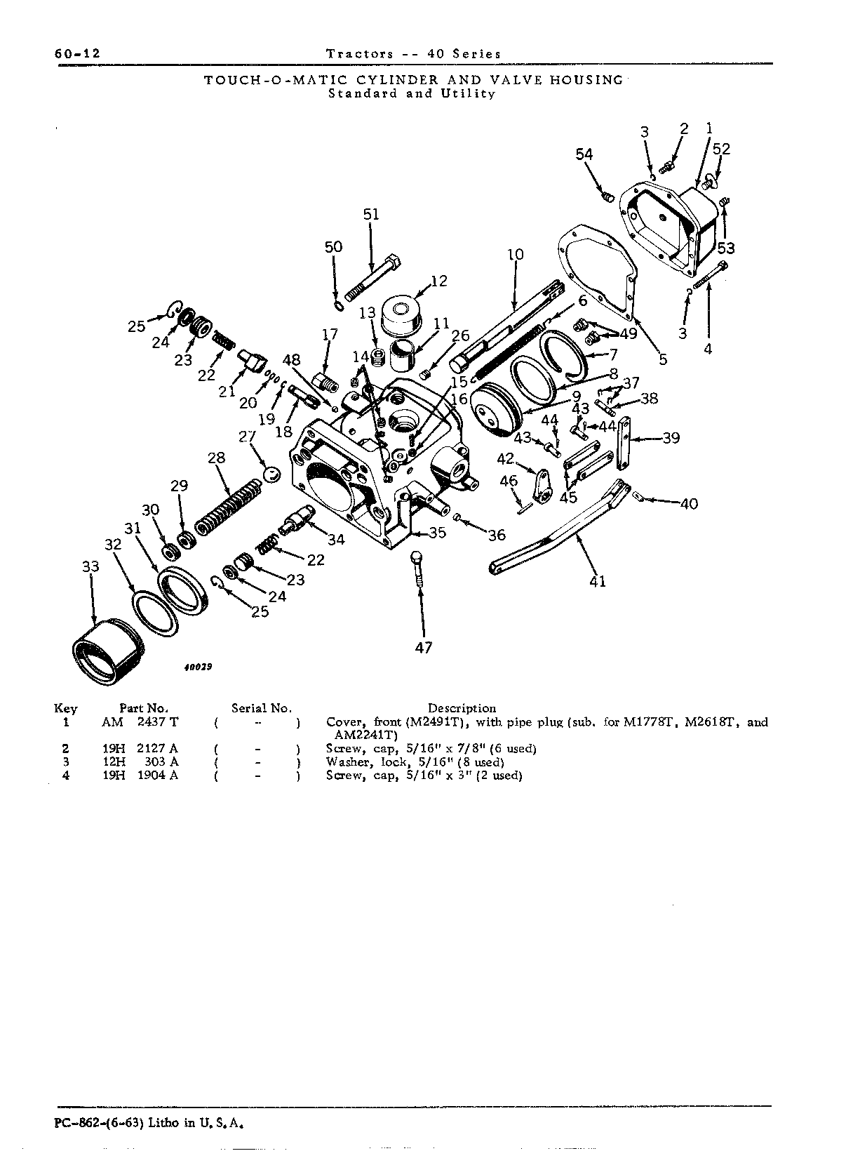 Touch-o-matic cylinder and valve housing (S, U)