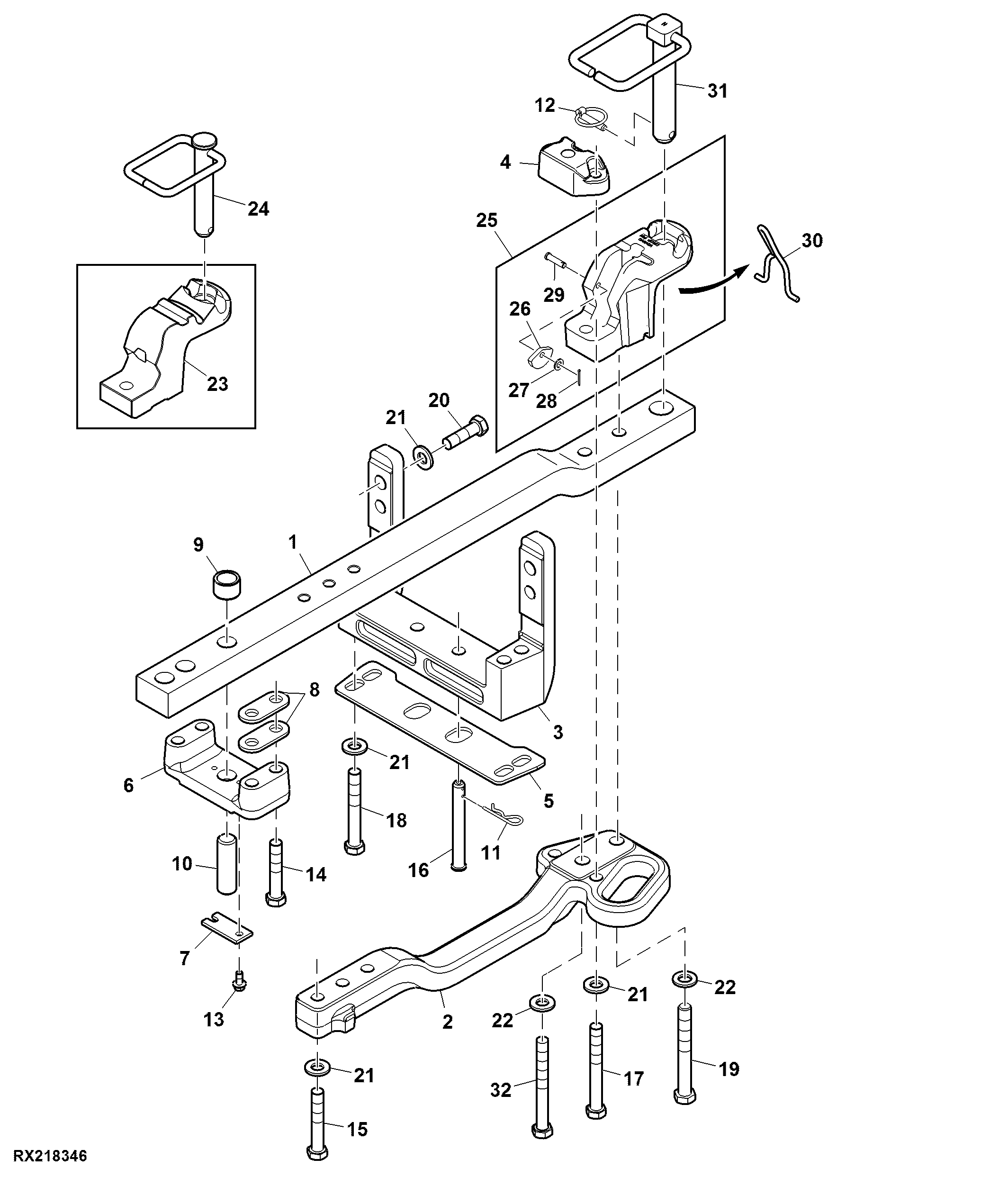 Drawbar, High Capacity, W/ Clevis, Category lll