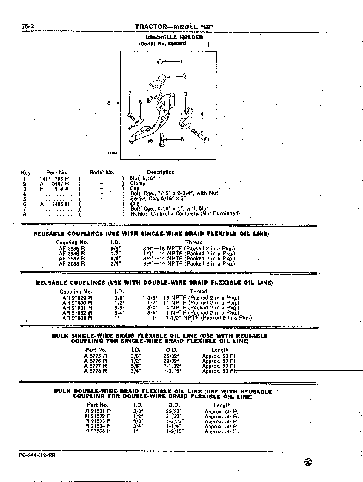 Section 75-Umbrella Holder, Decals, and Gasket Sets