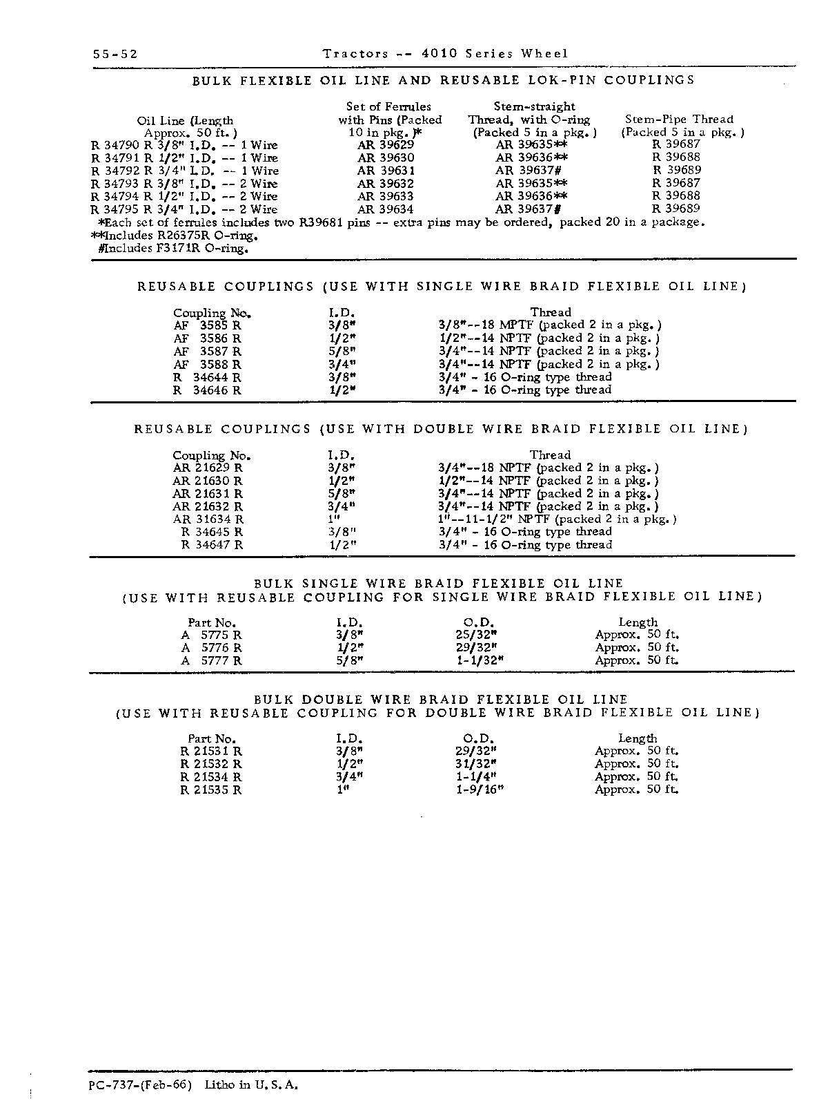 Bulk flexible oil lines