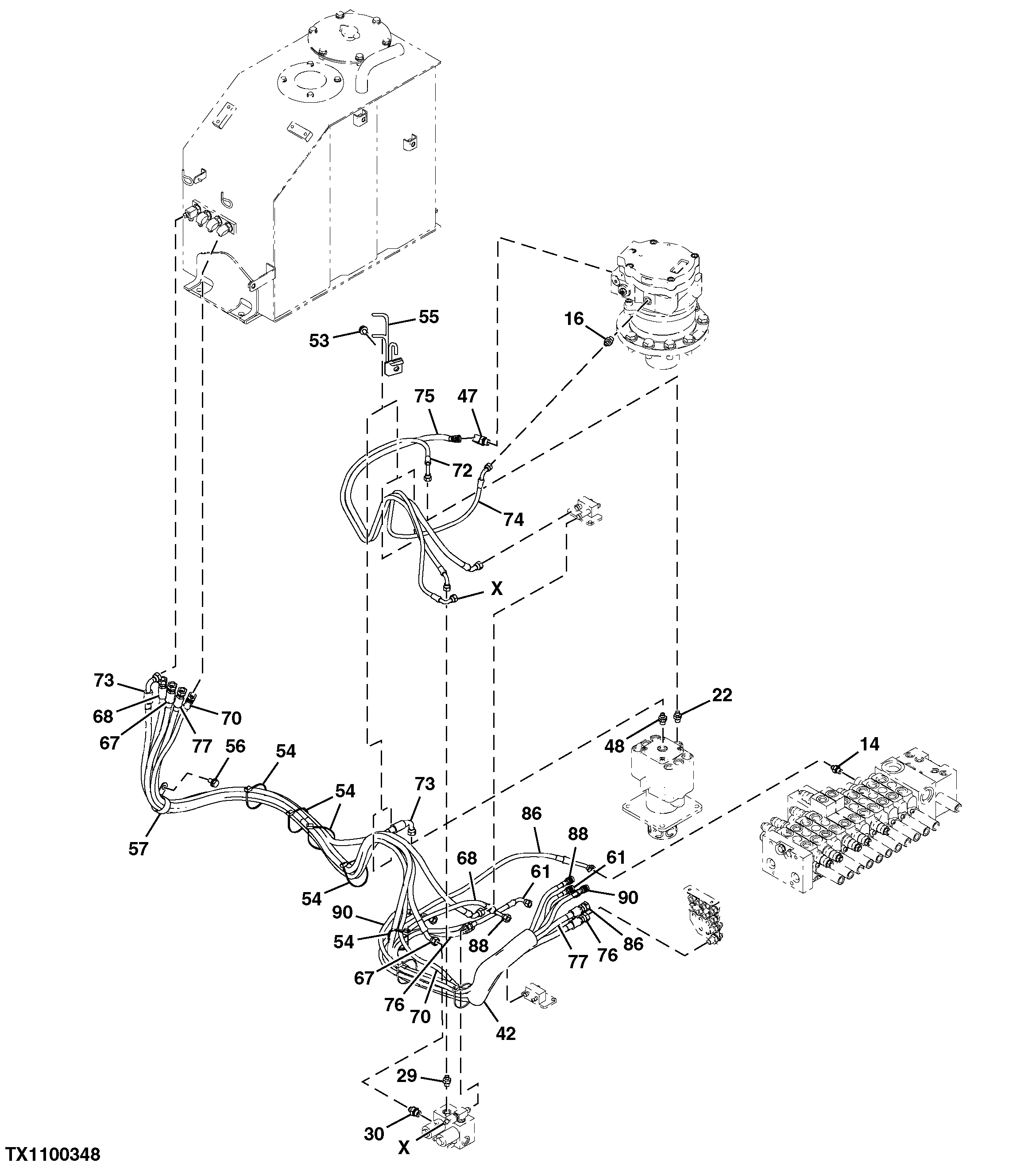 Swing Motor Lines and Fittings Power Angle Blade