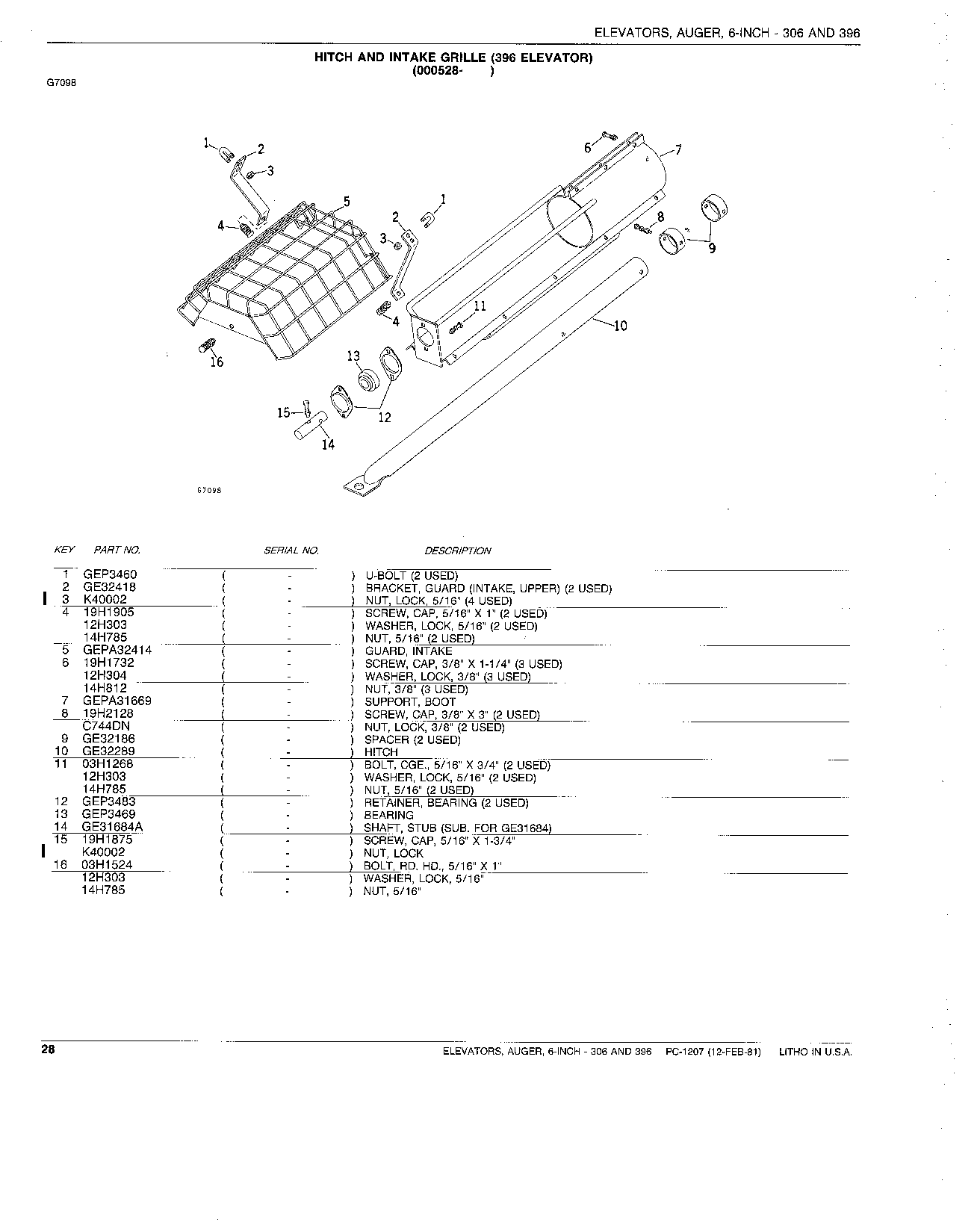 GRILLE, INTAKE (396 ELEVATOR)